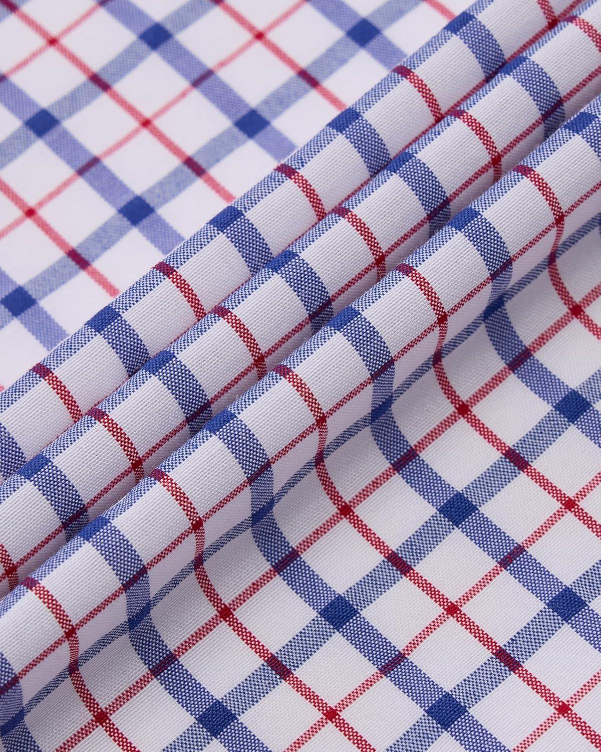 imageAlimens amp Gentle Mens Plaid Short Sleeve Button Down Shirts Cotton Regular Fit Casual Gingham ShirtsNavy Red Plaid