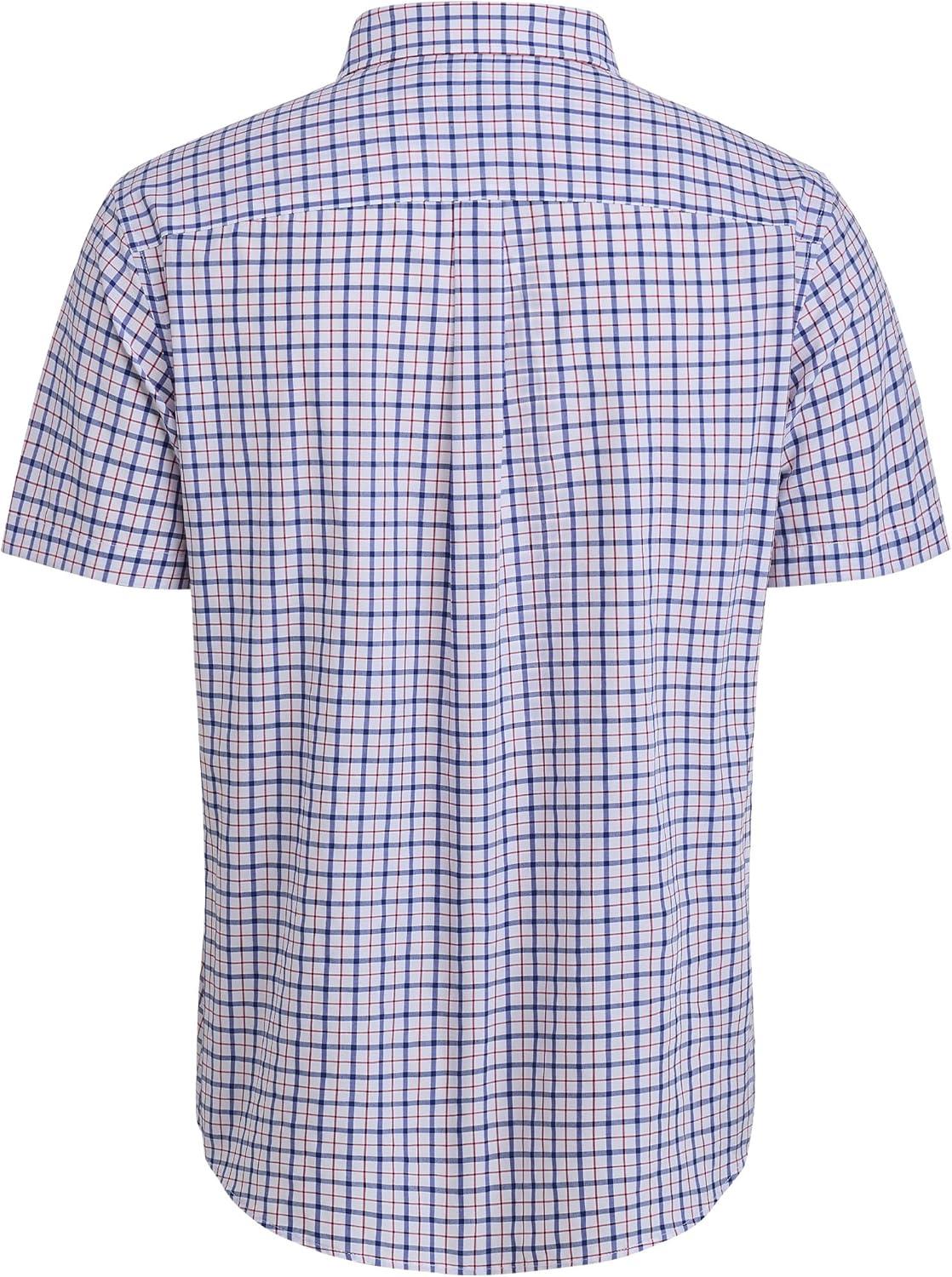 imageAlimens amp Gentle Mens Plaid Short Sleeve Button Down Shirts Cotton Regular Fit Casual Gingham ShirtsNavy Red Plaid