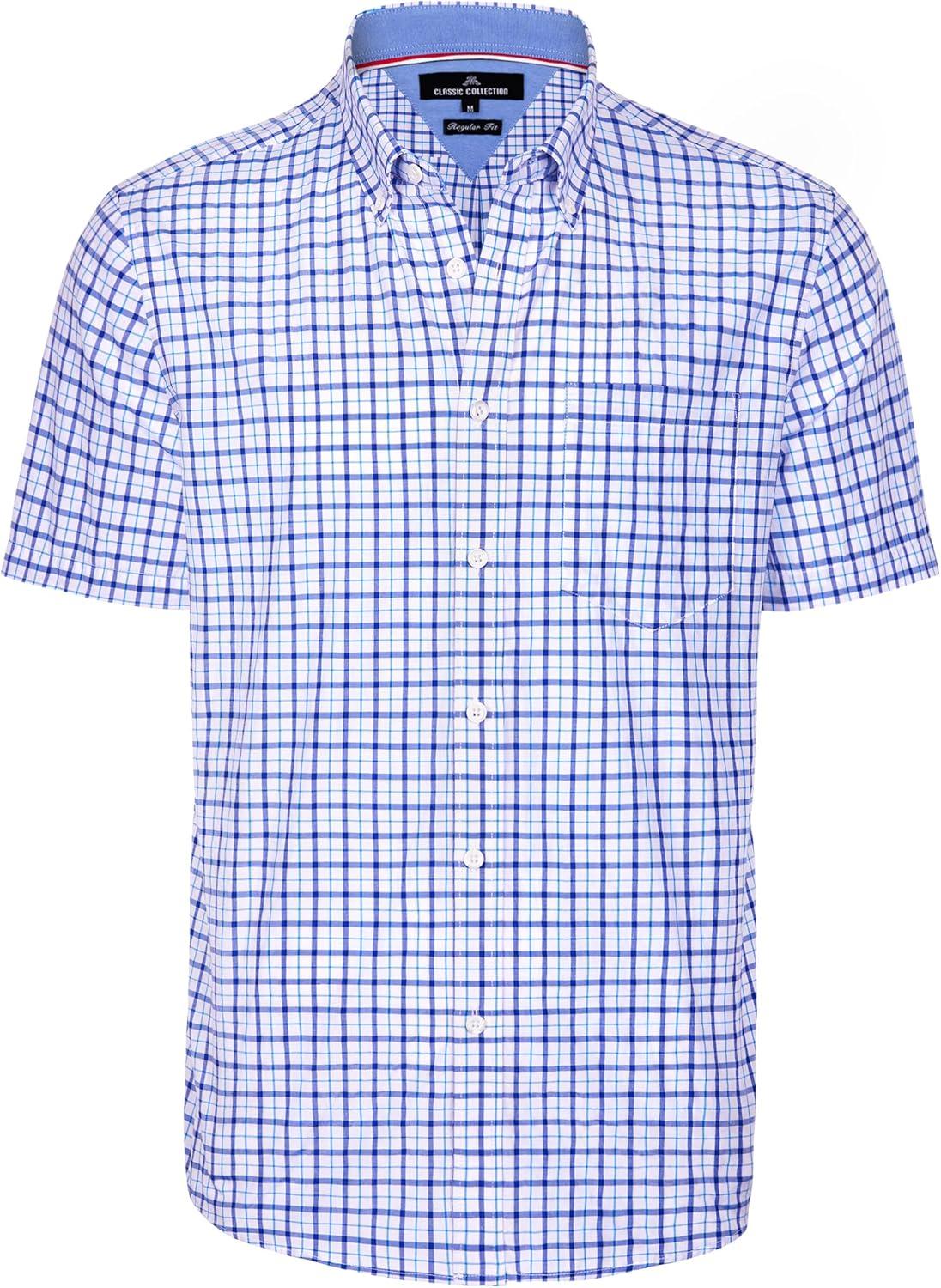 imageAlimens amp Gentle Mens Plaid Short Sleeve Button Down Shirts Cotton Regular Fit Casual Gingham ShirtsNavy Red Small Plaid