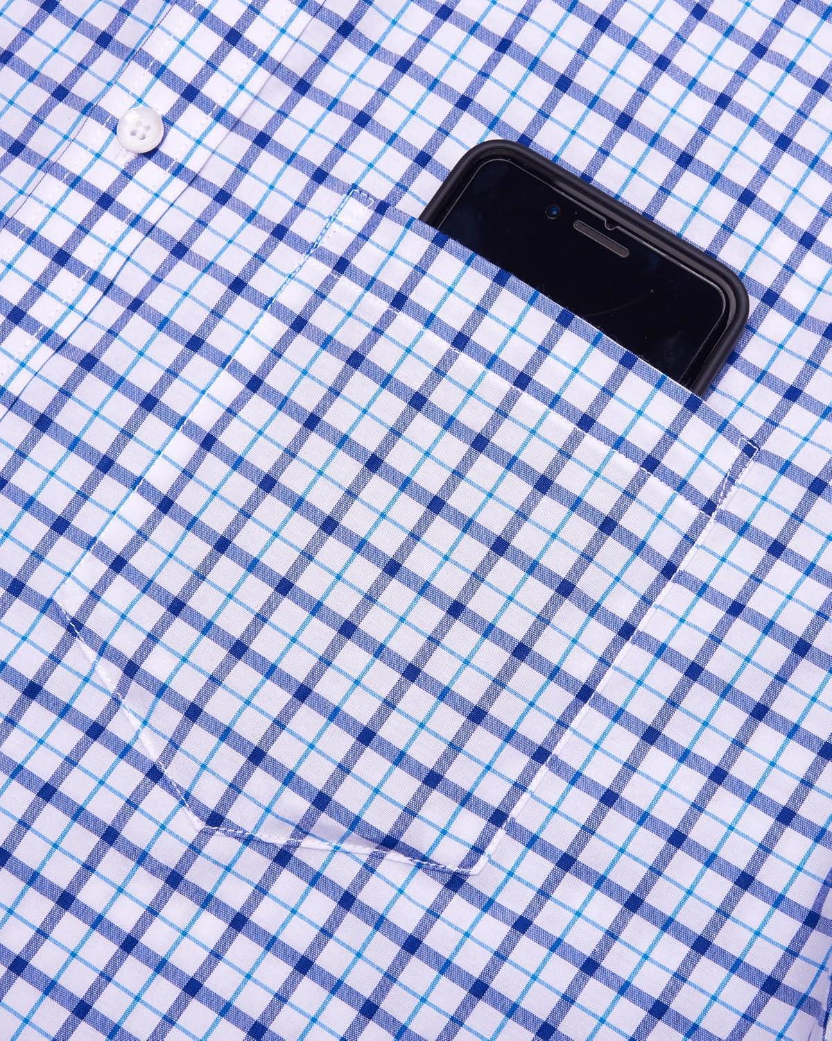 imageAlimens amp Gentle Mens Plaid Short Sleeve Button Down Shirts Cotton Regular Fit Casual Gingham ShirtsNavy Red Small Plaid