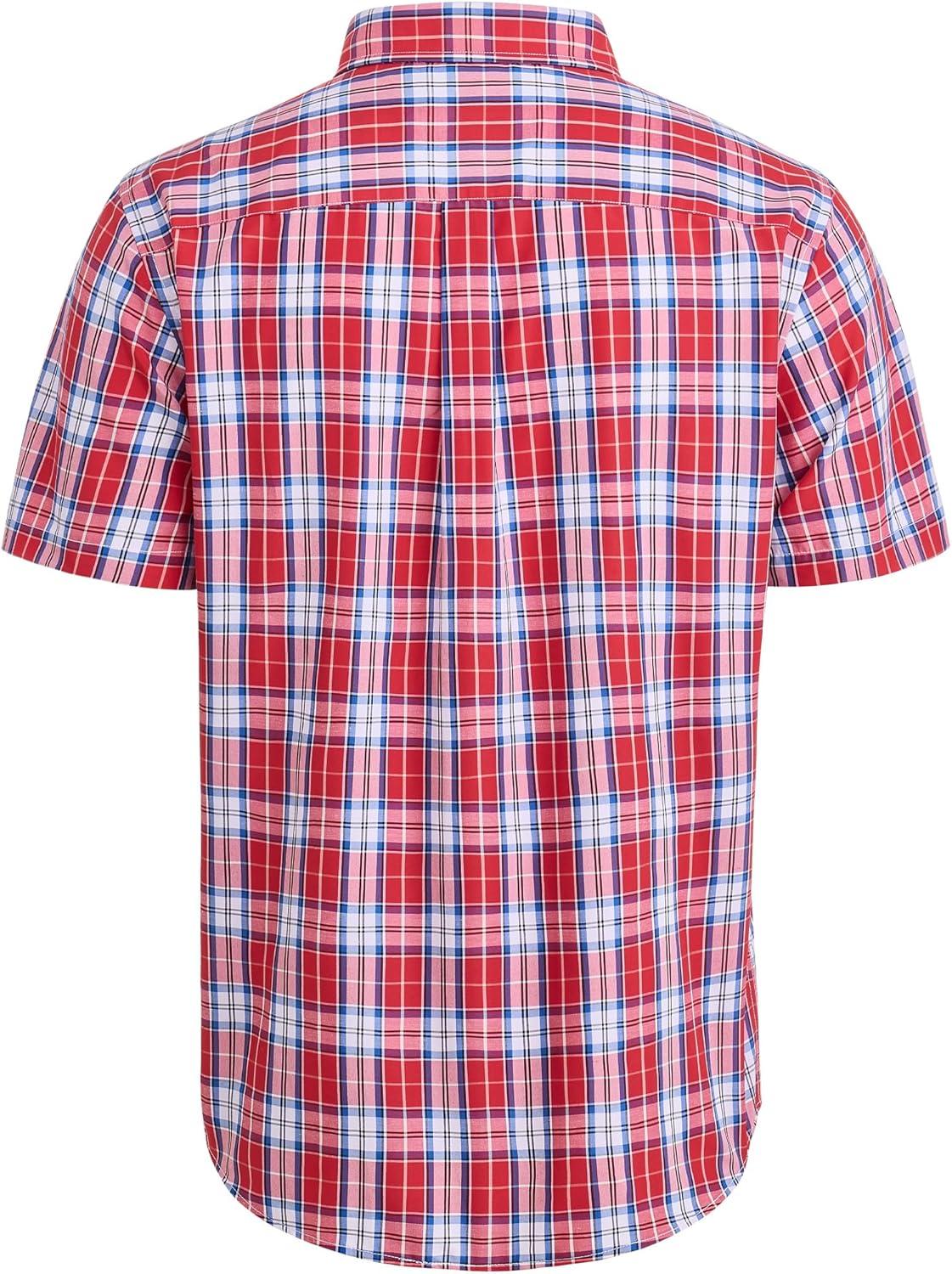 imageAlimens amp Gentle Mens Plaid Short Sleeve Button Down Shirts Cotton Regular Fit Casual Gingham ShirtsRed Blue Plaid