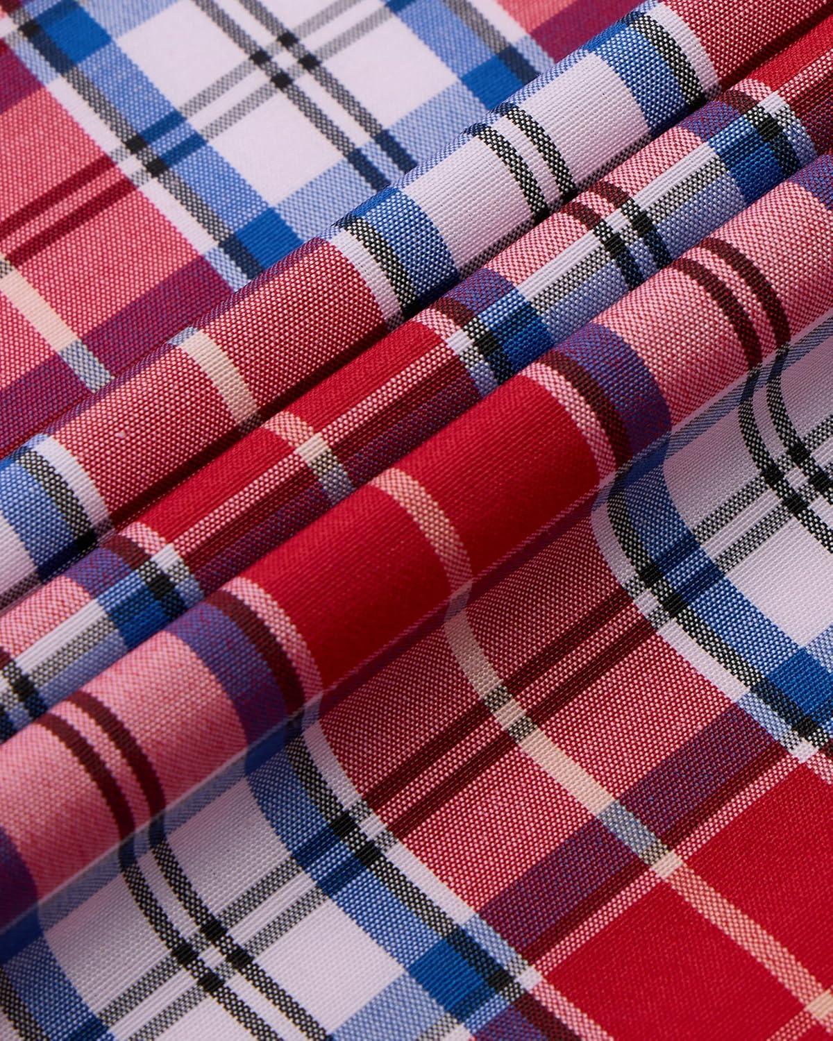 imageAlimens amp Gentle Mens Plaid Short Sleeve Button Down Shirts Cotton Regular Fit Casual Gingham ShirtsRed Blue Plaid