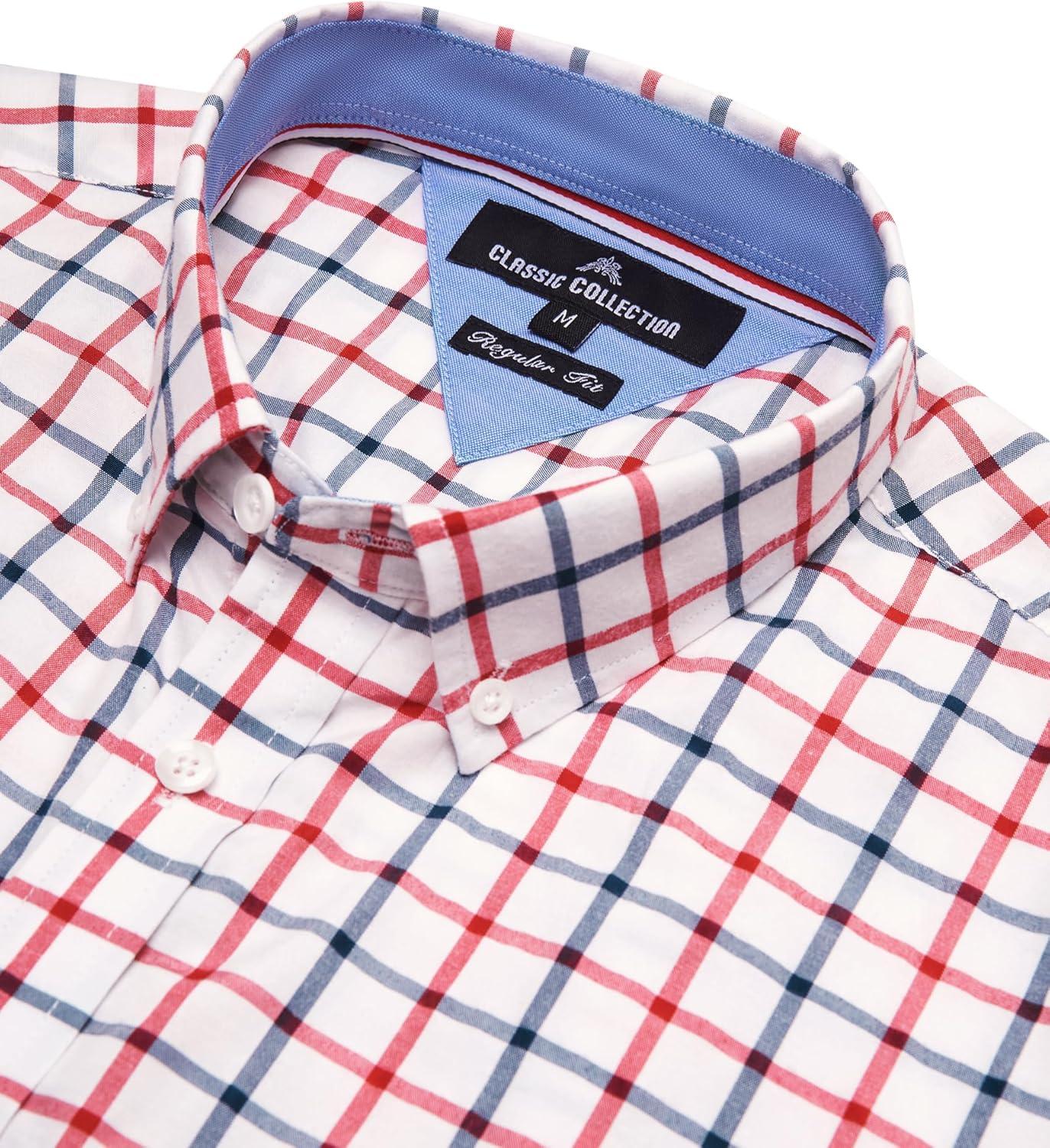 imageAlimens amp Gentle Mens Plaid Short Sleeve Button Down Shirts Cotton Regular Fit Casual Gingham ShirtsRed Check