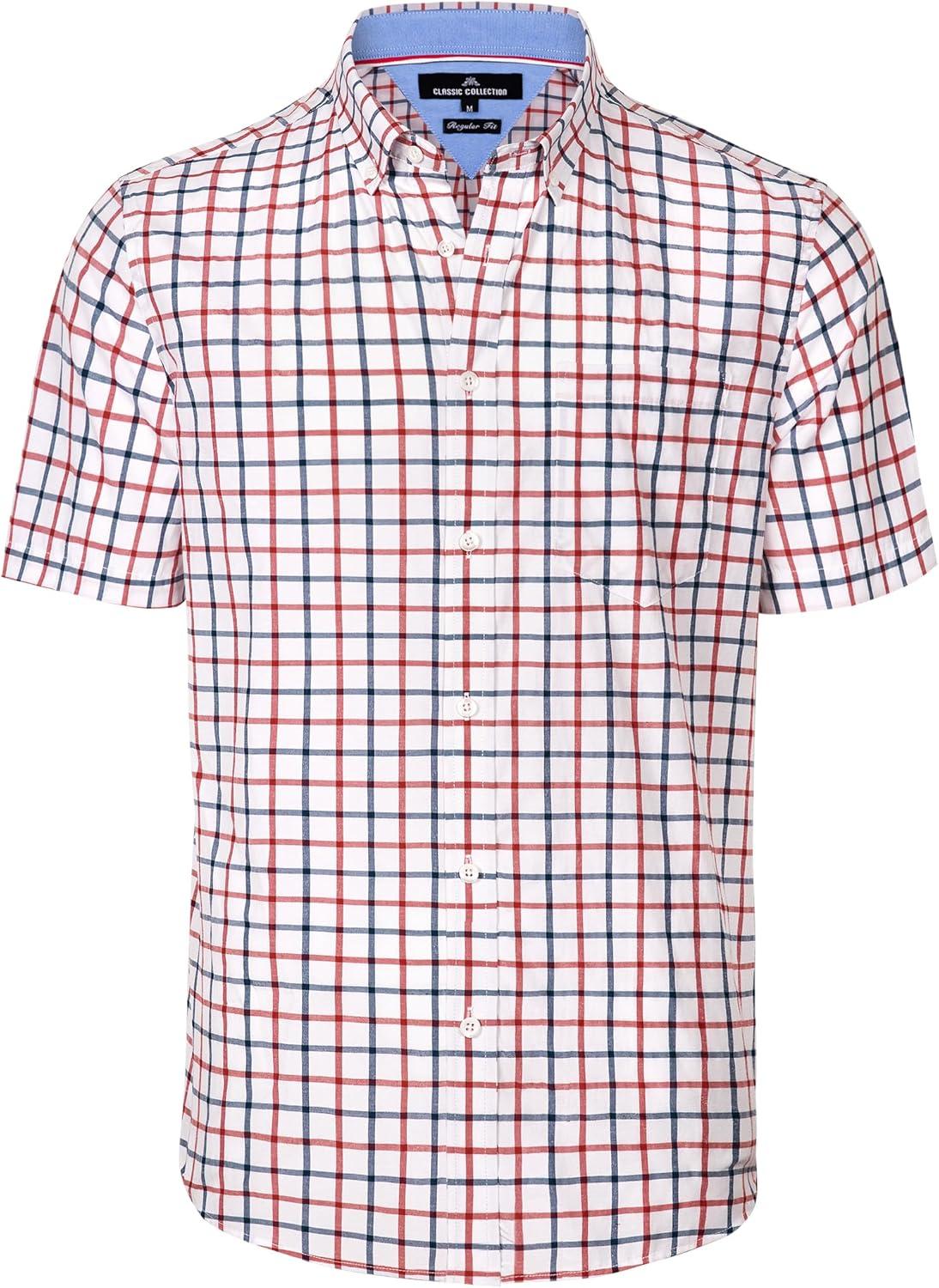 imageAlimens amp Gentle Mens Plaid Short Sleeve Button Down Shirts Cotton Regular Fit Casual Gingham ShirtsRed Check