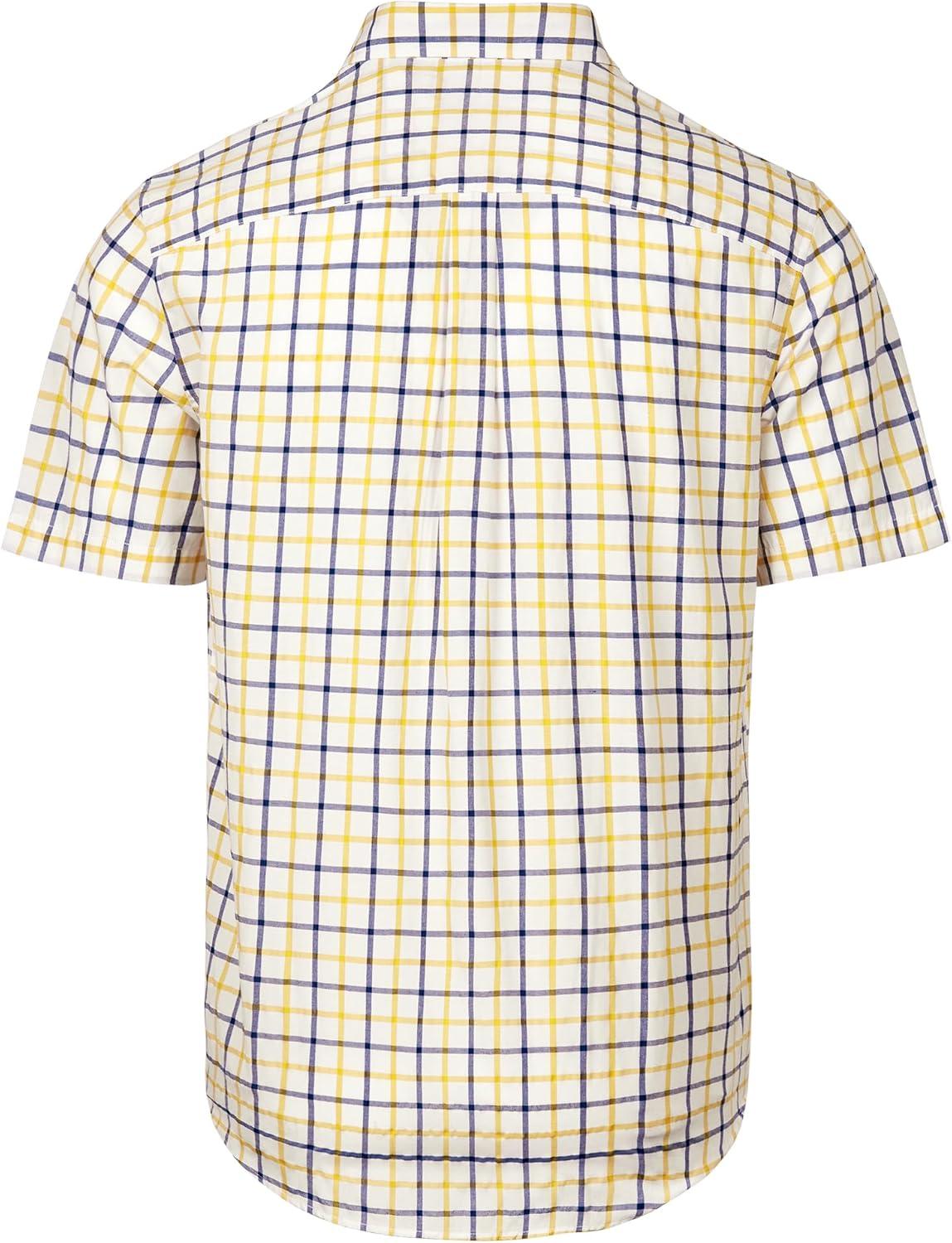imageAlimens amp Gentle Mens Plaid Short Sleeve Button Down Shirts Cotton Regular Fit Casual Gingham ShirtsYellow Check