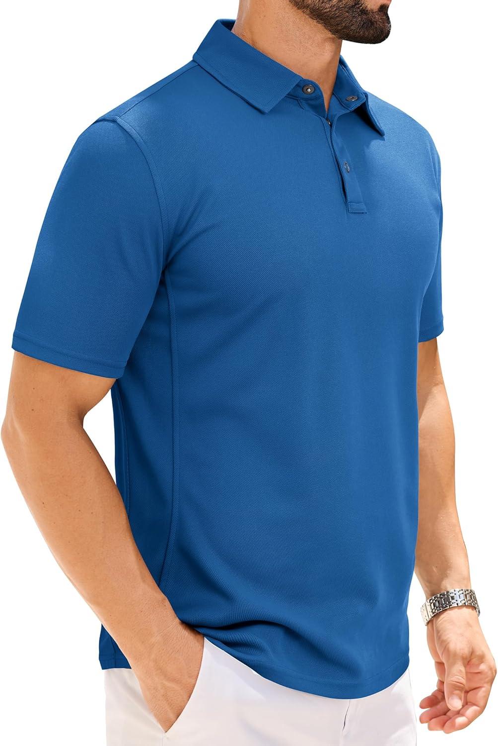 imageAlimens amp Gentle Mens Polo Shirt Short Sleeve Tactical Dry Fit Golf Shirts Stretch Work Collared Tops Outdoor Sport TennisBlue