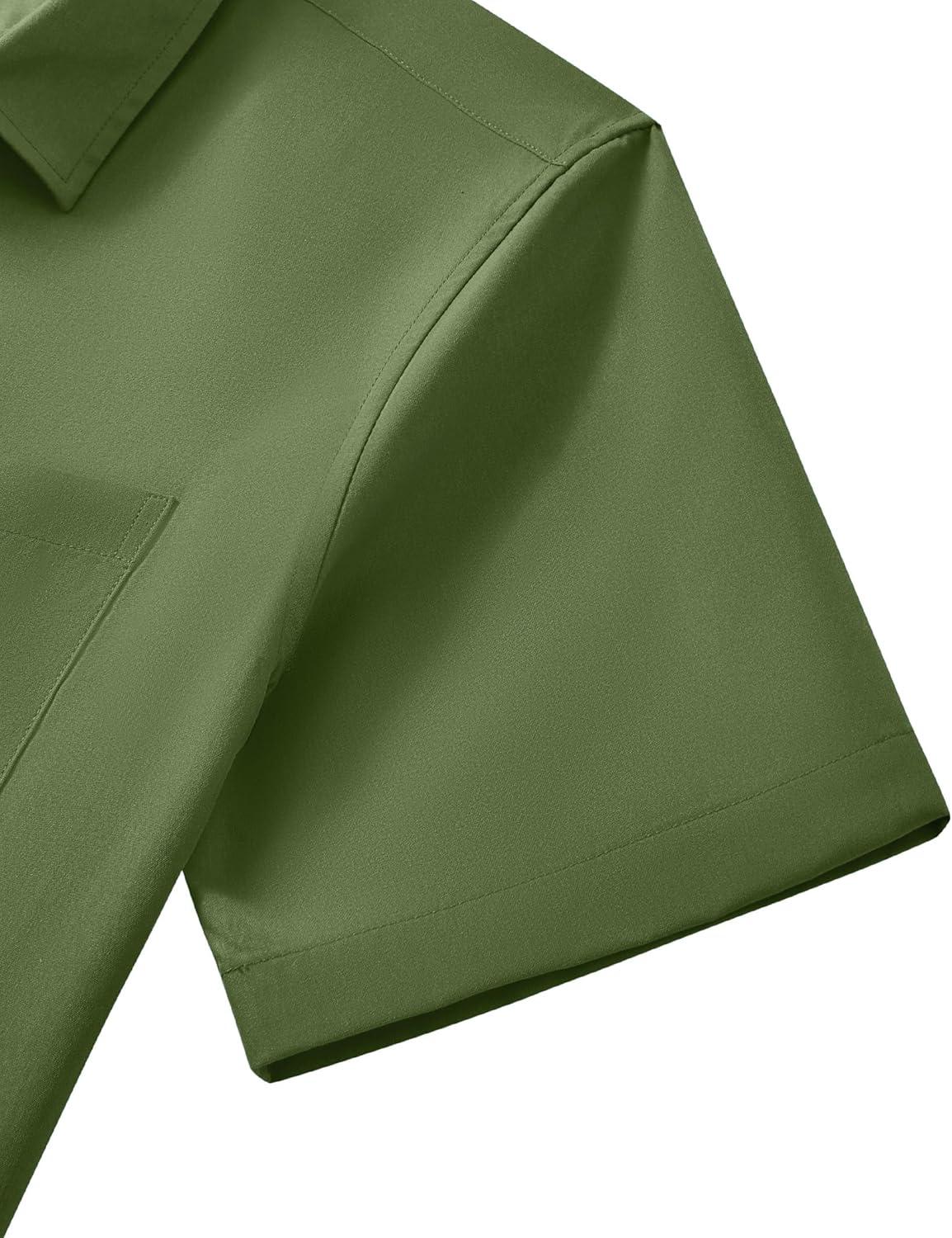 imageAlimens amp Gentle Mens Short Sleeve Dress Shirt Wrinkle Free Wedding Business Casual Summer Button Down Shirt with PocketArmy Green