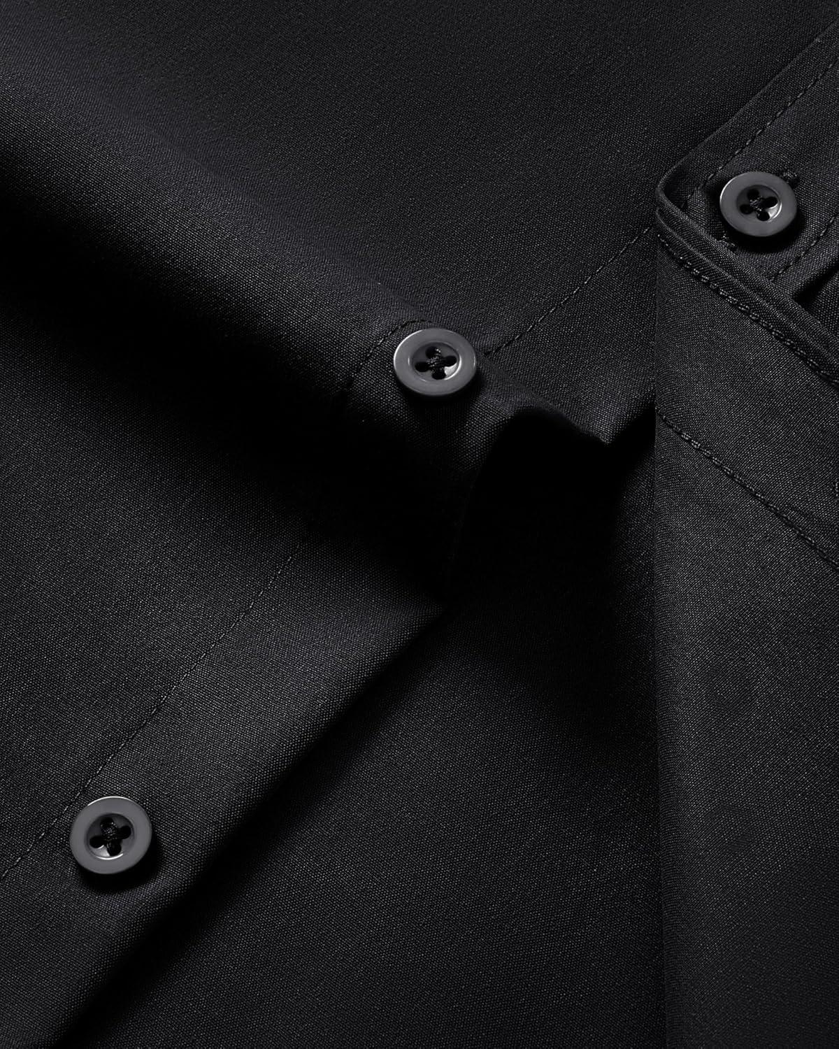 imageAlimens amp Gentle Mens Short Sleeve Dress Shirt Wrinkle Free Wedding Business Casual Summer Button Down Shirt with PocketBlack