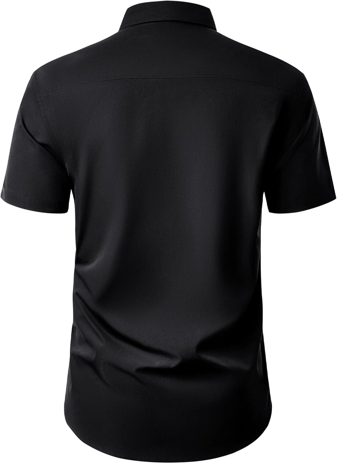 imageAlimens amp Gentle Mens Short Sleeve Dress Shirt Wrinkle Free Wedding Business Casual Summer Button Down Shirt with PocketBlack