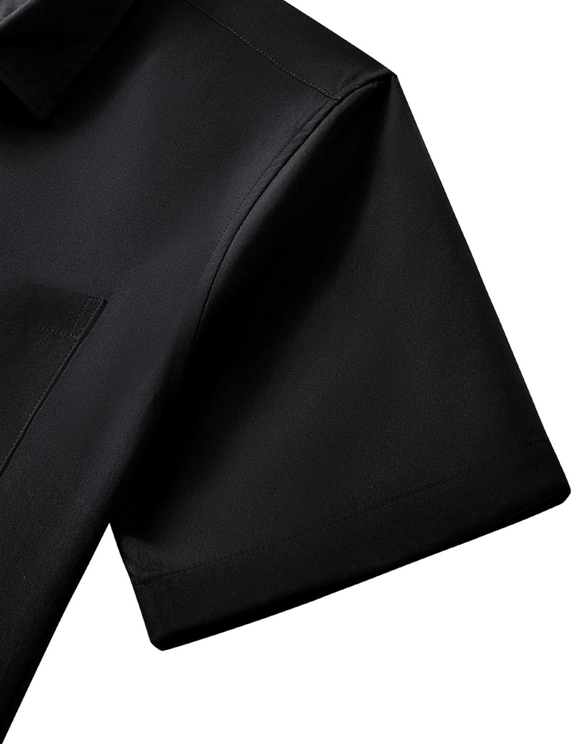 imageAlimens amp Gentle Mens Short Sleeve Dress Shirt Wrinkle Free Wedding Business Casual Summer Button Down Shirt with PocketBlack