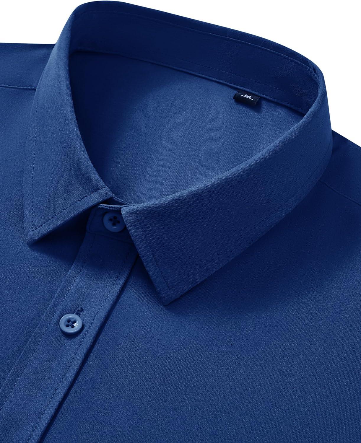 imageAlimens amp Gentle Mens Short Sleeve Dress Shirt Wrinkle Free Wedding Business Casual Summer Button Down Shirt with PocketBlue