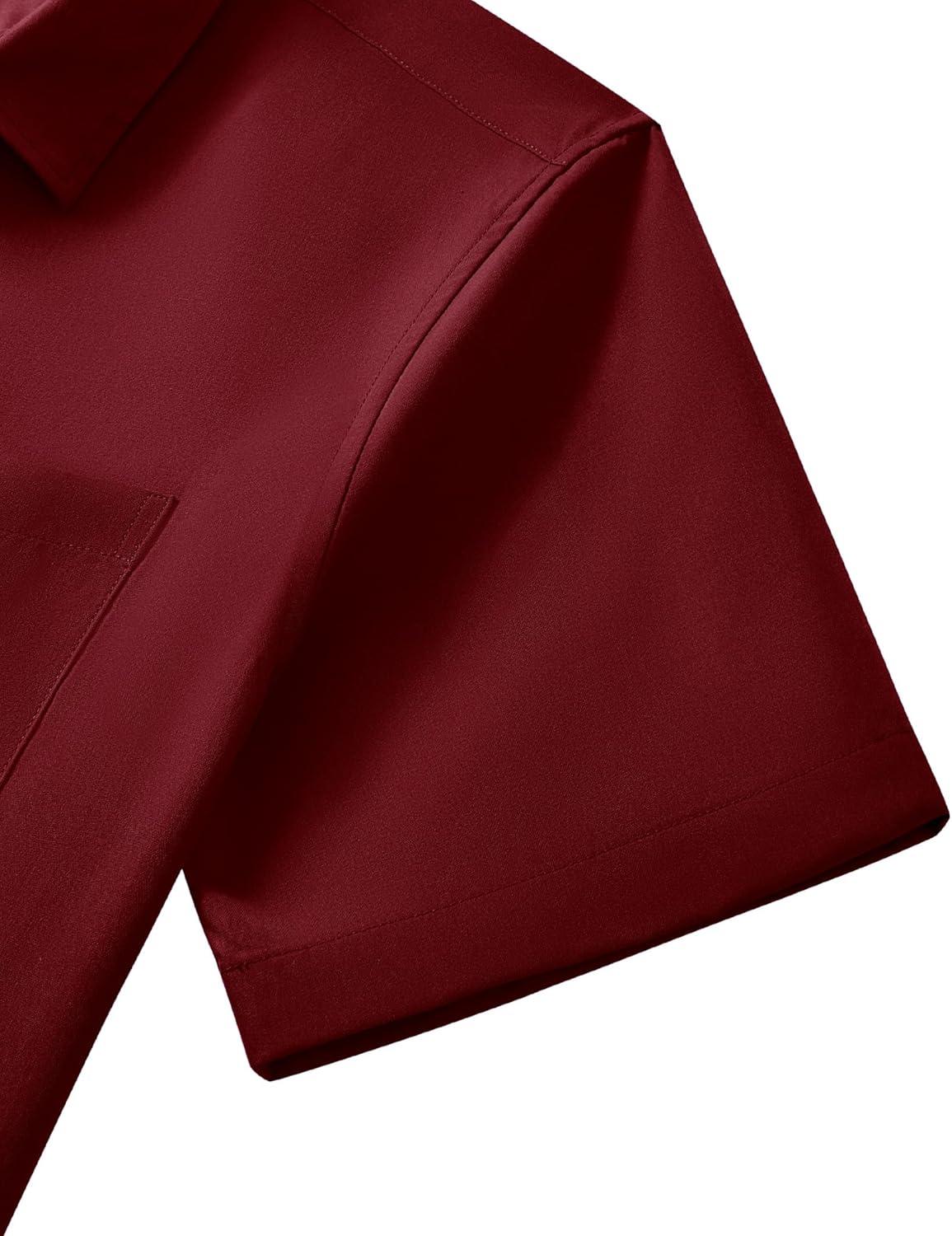 imageAlimens amp Gentle Mens Short Sleeve Dress Shirt Wrinkle Free Wedding Business Casual Summer Button Down Shirt with PocketBurgundy