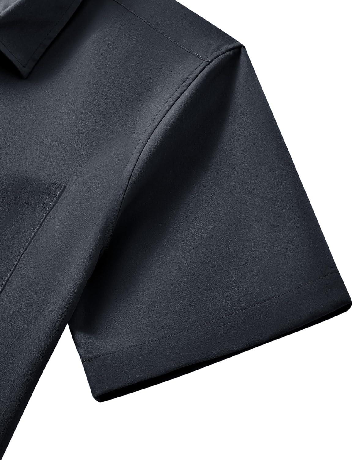 imageAlimens amp Gentle Mens Short Sleeve Dress Shirt Wrinkle Free Wedding Business Casual Summer Button Down Shirt with PocketDark Grey