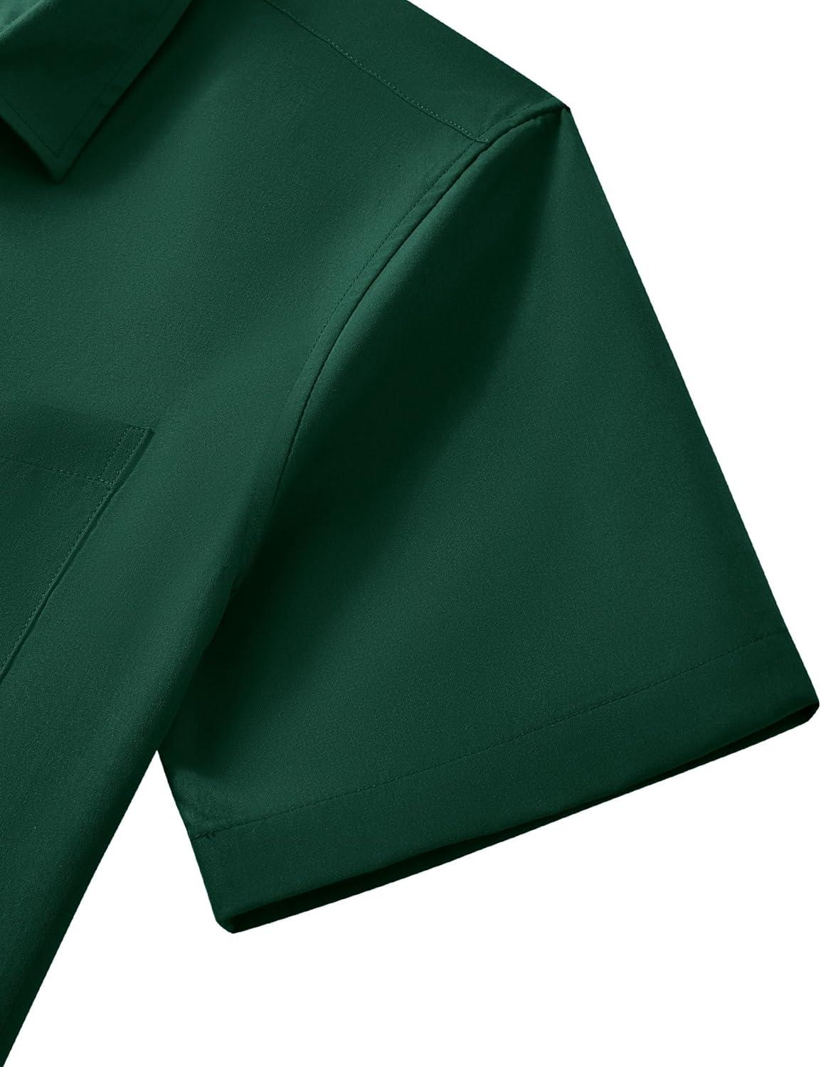 imageAlimens amp Gentle Mens Short Sleeve Dress Shirt Wrinkle Free Wedding Business Casual Summer Button Down Shirt with PocketGreen
