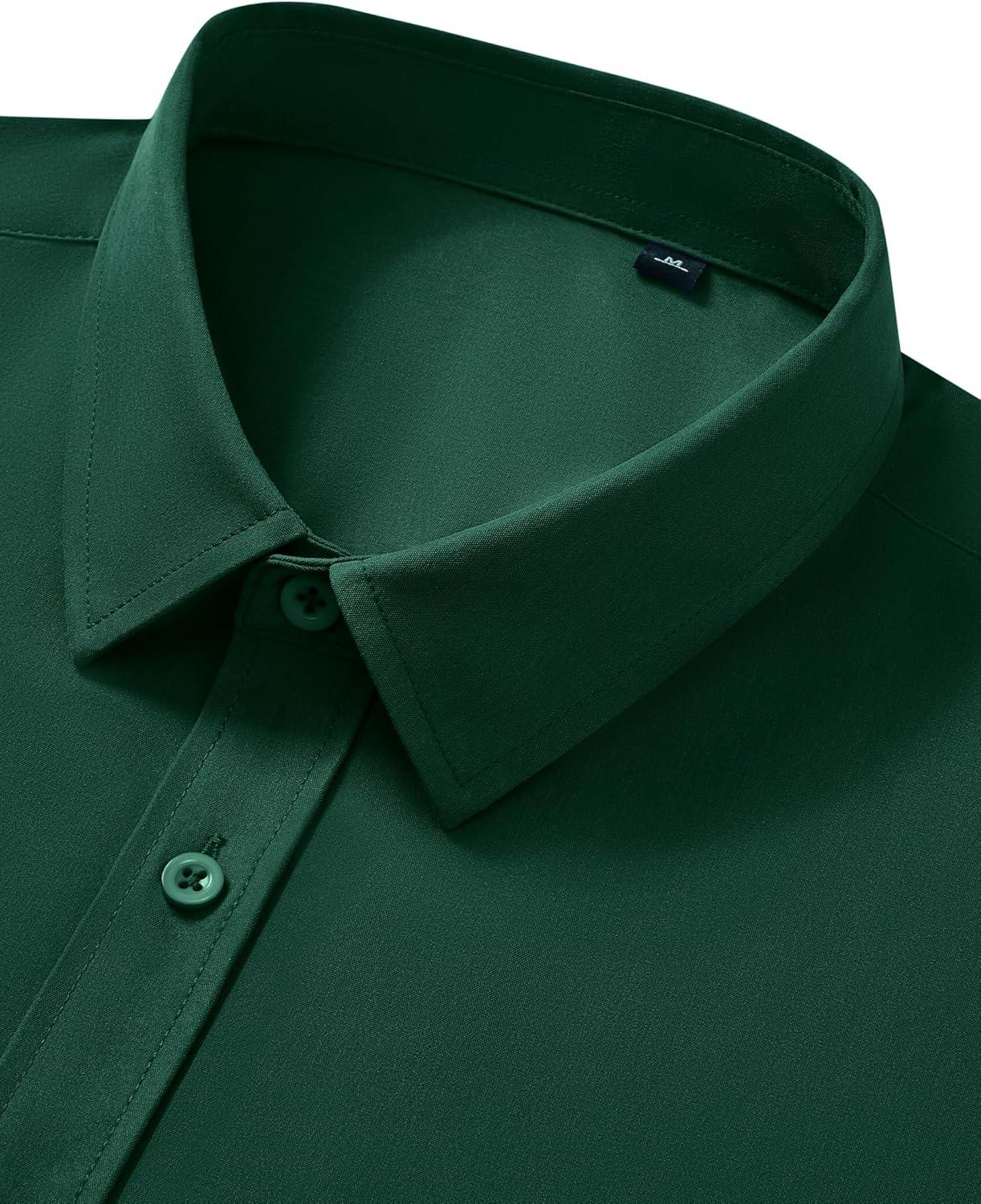 imageAlimens amp Gentle Mens Short Sleeve Dress Shirt Wrinkle Free Wedding Business Casual Summer Button Down Shirt with PocketGreen
