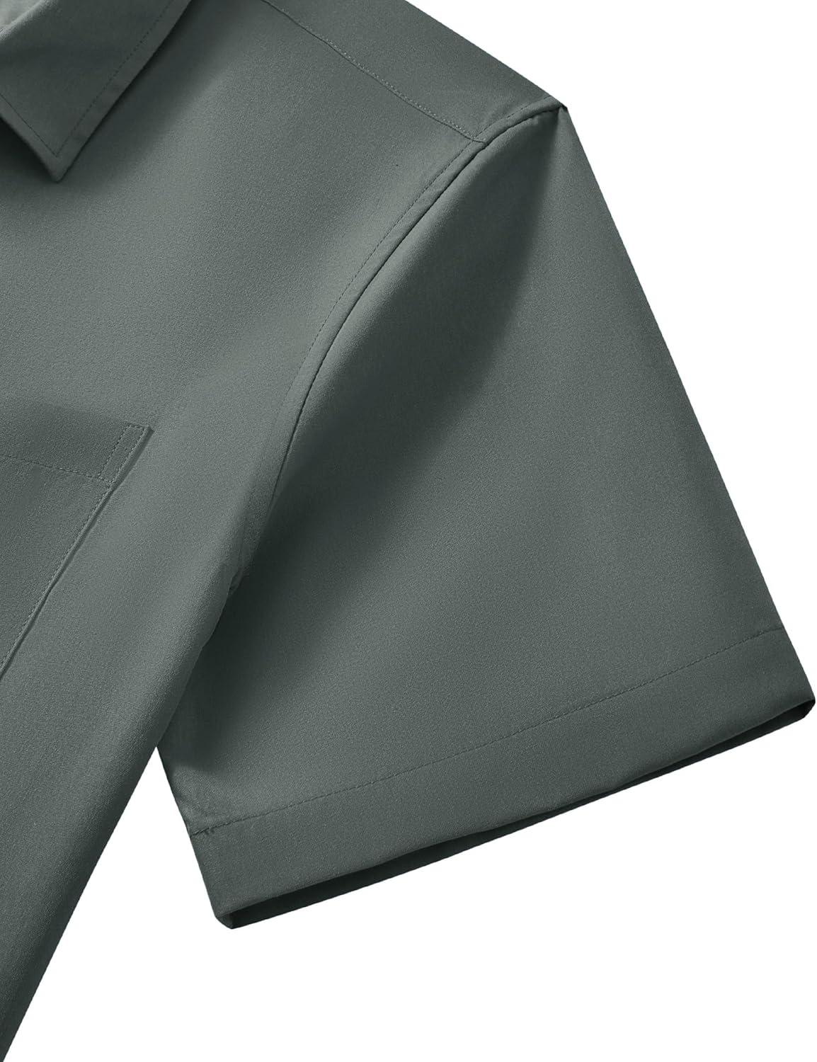 imageAlimens amp Gentle Mens Short Sleeve Dress Shirt Wrinkle Free Wedding Business Casual Summer Button Down Shirt with PocketGrey