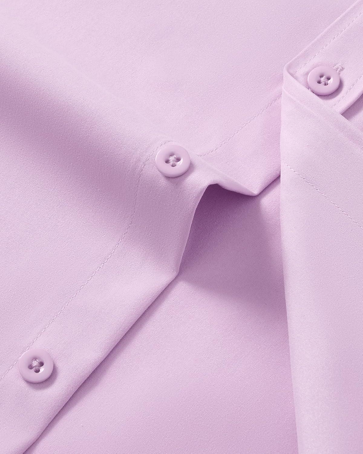 imageAlimens amp Gentle Mens Short Sleeve Dress Shirt Wrinkle Free Wedding Business Casual Summer Button Down Shirt with PocketLavender