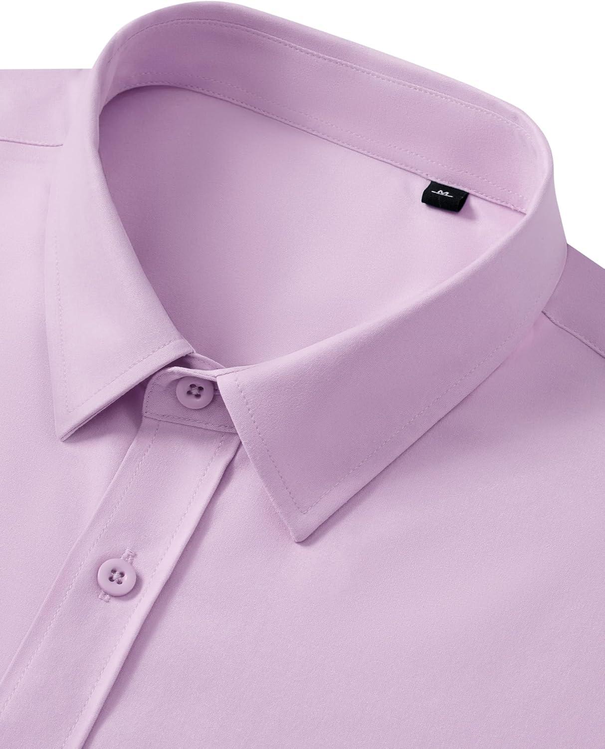 imageAlimens amp Gentle Mens Short Sleeve Dress Shirt Wrinkle Free Wedding Business Casual Summer Button Down Shirt with PocketLavender