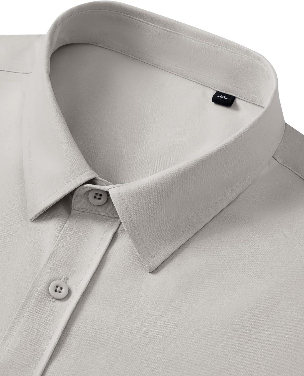 imageAlimens amp Gentle Mens Short Sleeve Dress Shirt Wrinkle Free Wedding Business Casual Summer Button Down Shirt with PocketLight Grey
