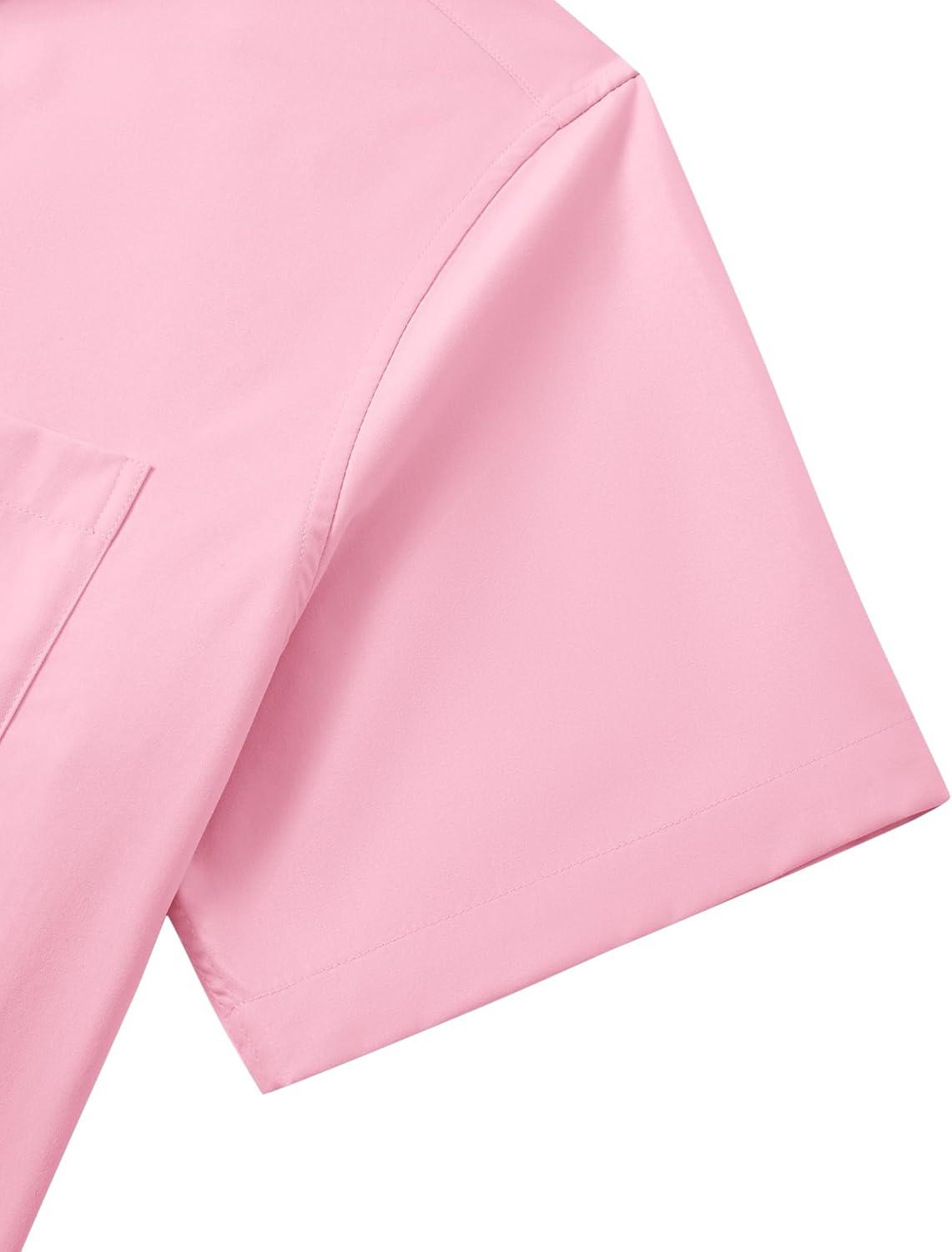 imageAlimens amp Gentle Mens Short Sleeve Dress Shirt Wrinkle Free Wedding Business Casual Summer Button Down Shirt with PocketPink