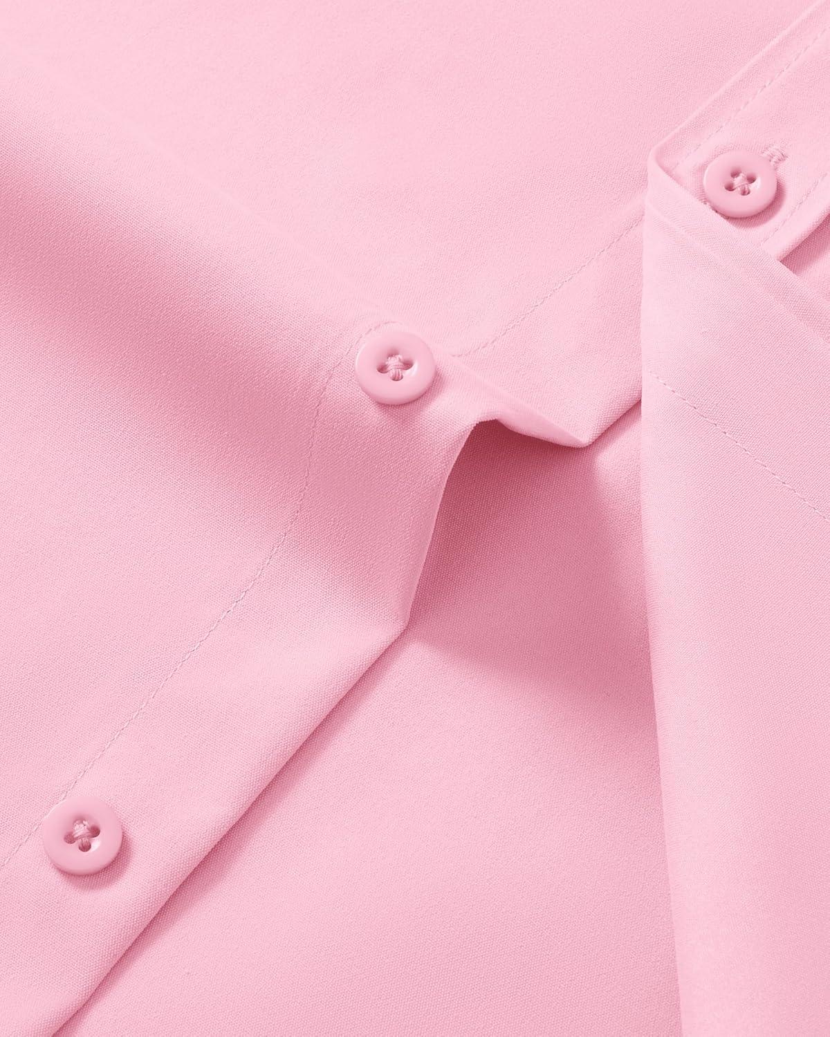 imageAlimens amp Gentle Mens Short Sleeve Dress Shirt Wrinkle Free Wedding Business Casual Summer Button Down Shirt with PocketPink