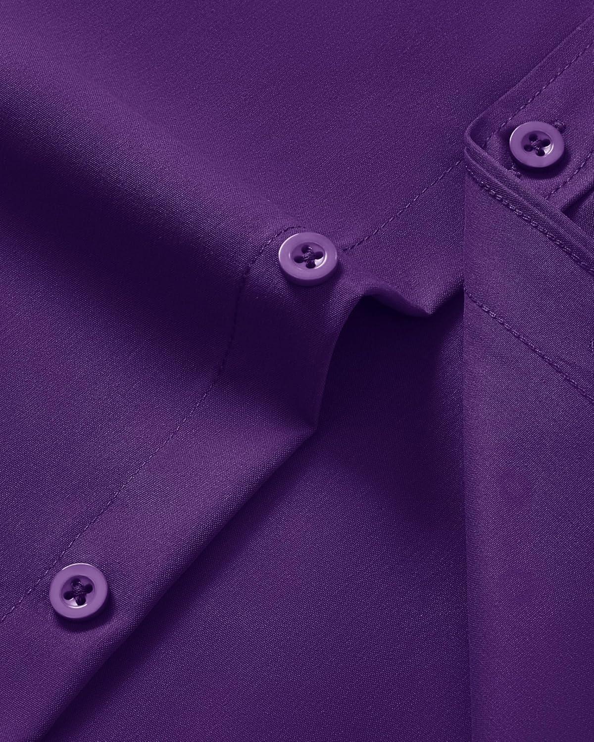 imageAlimens amp Gentle Mens Short Sleeve Dress Shirt Wrinkle Free Wedding Business Casual Summer Button Down Shirt with PocketPurple