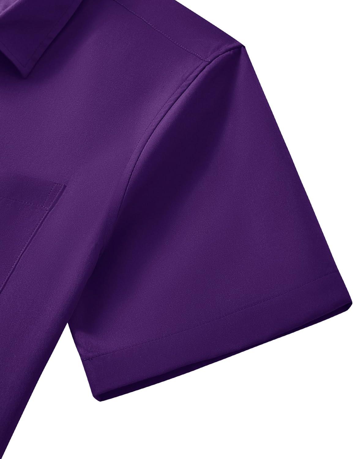 imageAlimens amp Gentle Mens Short Sleeve Dress Shirt Wrinkle Free Wedding Business Casual Summer Button Down Shirt with PocketPurple