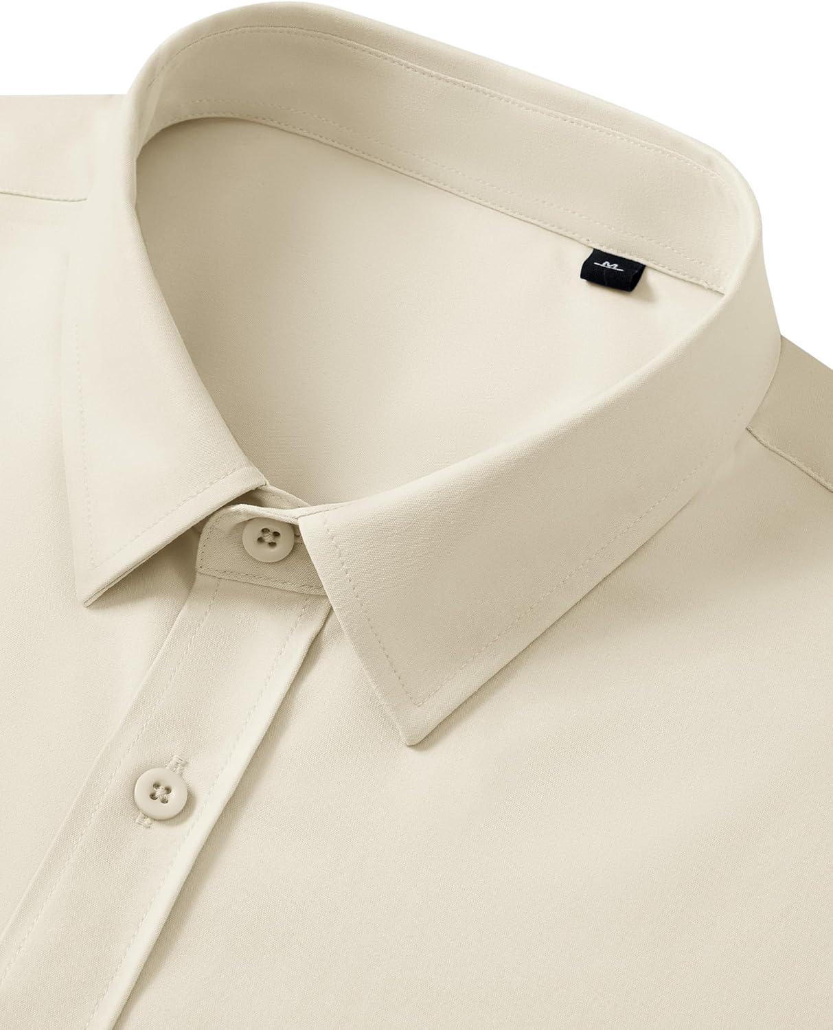 imageAlimens amp Gentle Mens Short Sleeve Dress Shirt Wrinkle Free Wedding Business Casual Summer Button Down Shirt with PocketTan