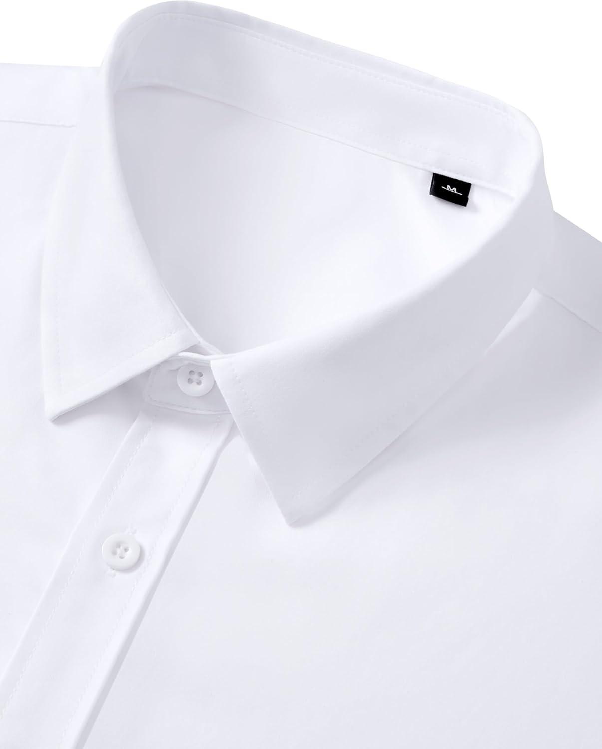 imageAlimens amp Gentle Mens Short Sleeve Dress Shirt Wrinkle Free Wedding Business Casual Summer Button Down Shirt with PocketWhite