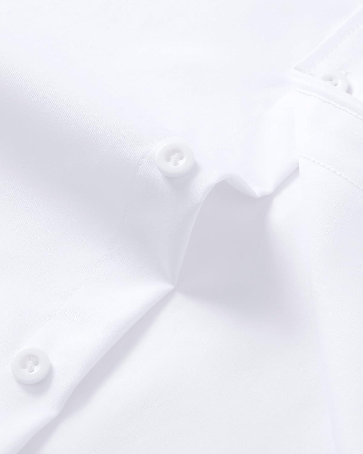imageAlimens amp Gentle Mens Short Sleeve Dress Shirt Wrinkle Free Wedding Business Casual Summer Button Down Shirt with PocketWhite