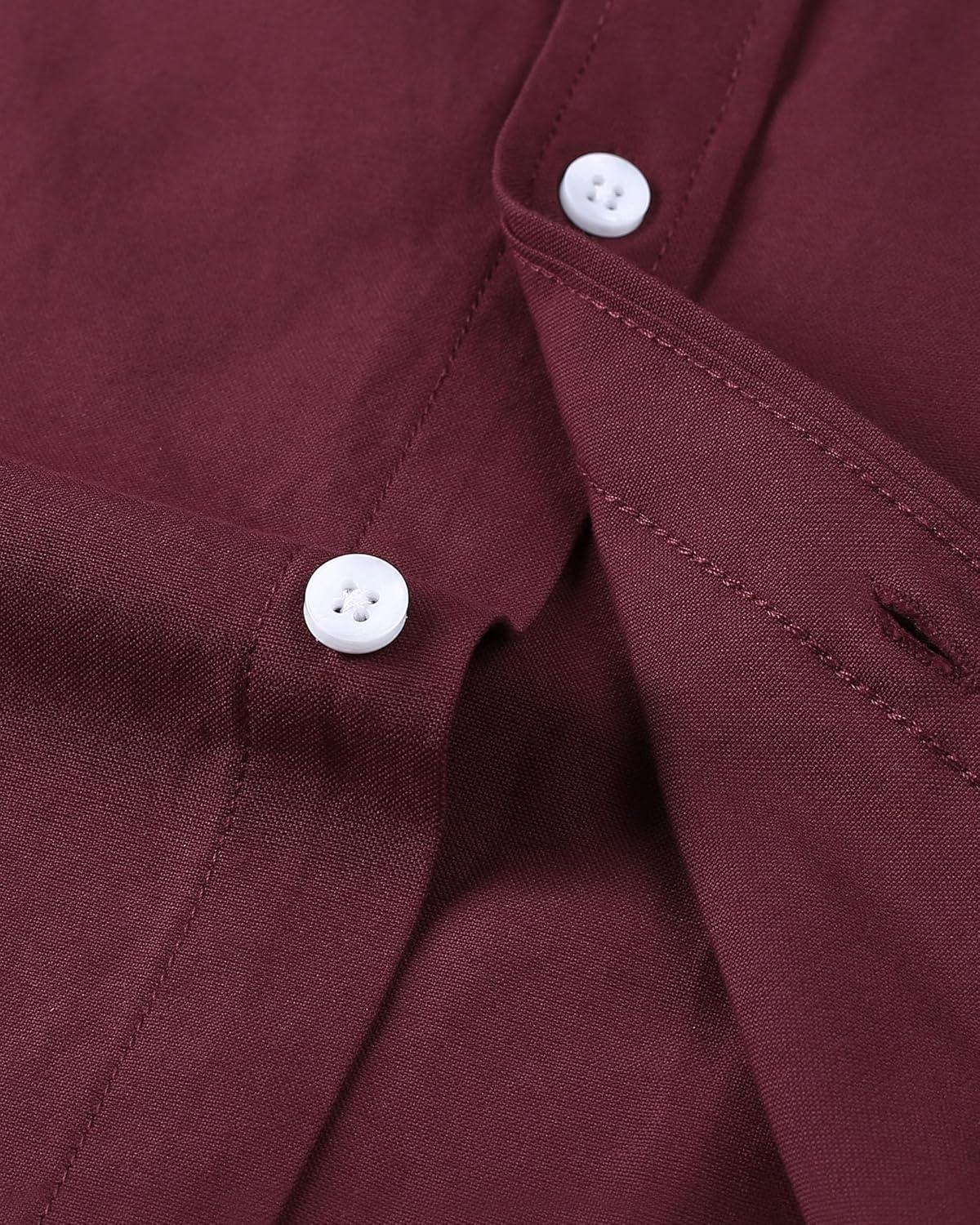imageAlimens amp Gentle Mens Short Sleeve Oxford Shirt Regular Fit Button Down Collar Shirts with PocketBurgundy