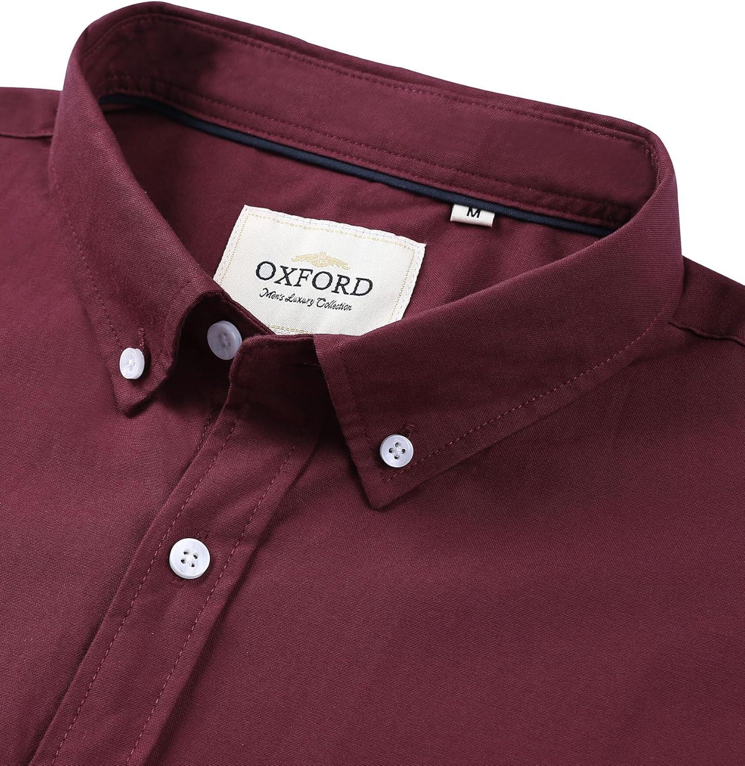 imageAlimens amp Gentle Mens Short Sleeve Oxford Shirt Regular Fit Button Down Collar Shirts with PocketBurgundy