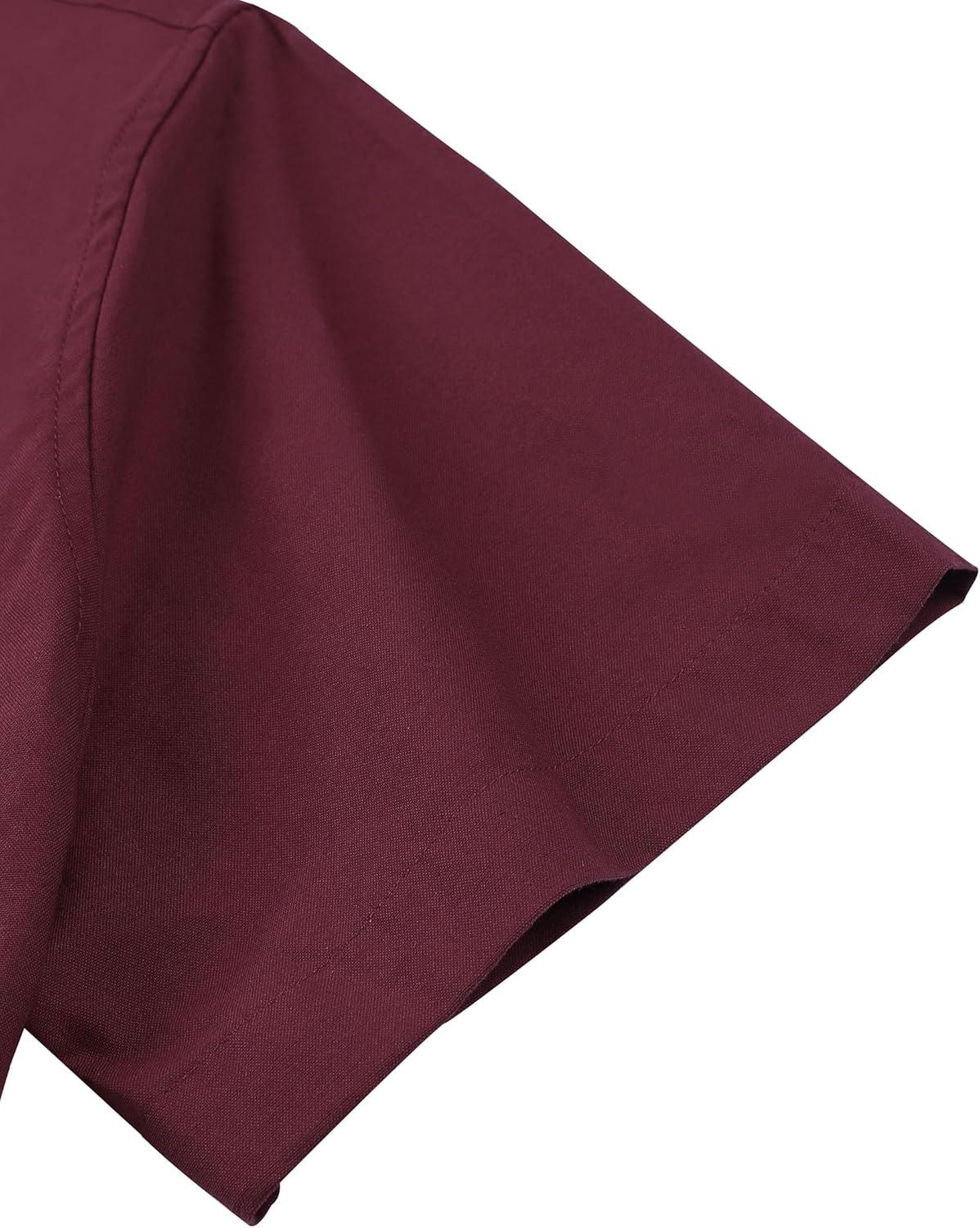 imageAlimens amp Gentle Mens Short Sleeve Oxford Shirt Regular Fit Button Down Collar Shirts with PocketBurgundy
