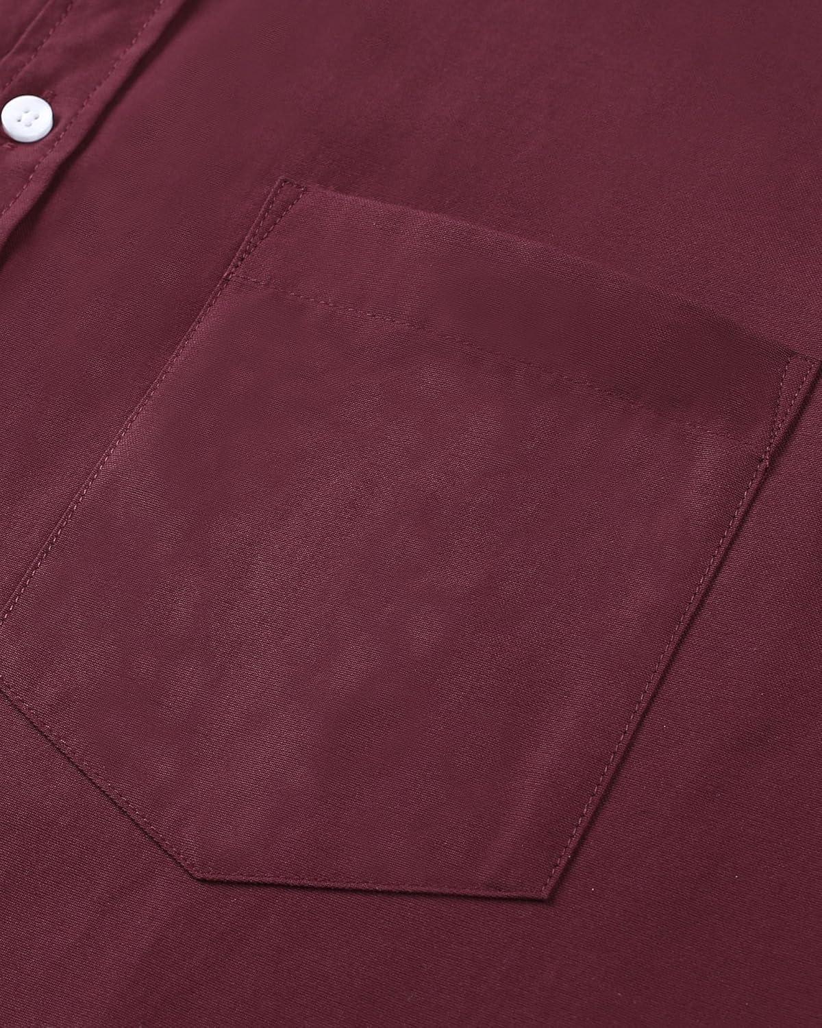 imageAlimens amp Gentle Mens Short Sleeve Oxford Shirt Regular Fit Button Down Collar Shirts with PocketBurgundy