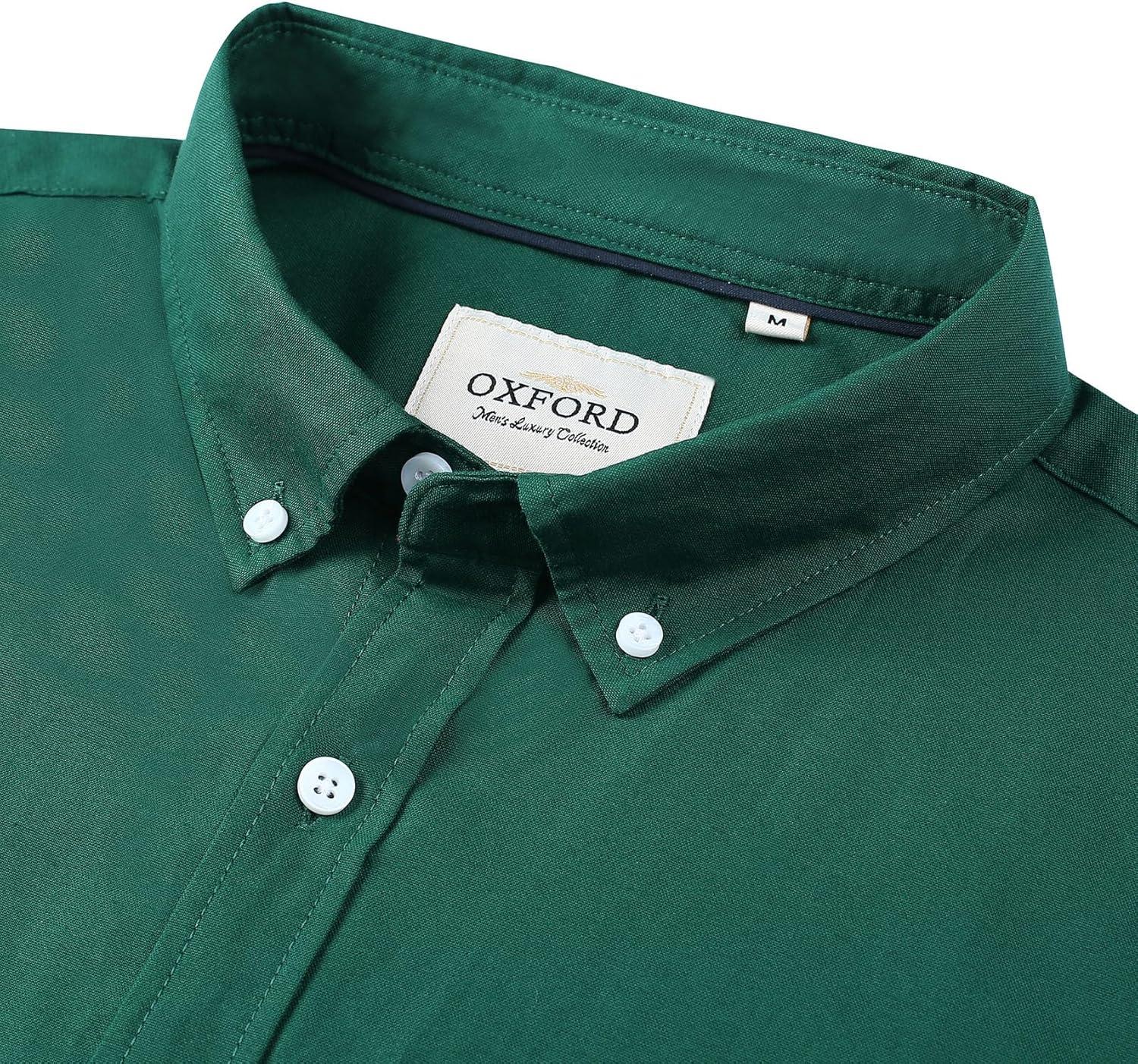 imageAlimens amp Gentle Mens Short Sleeve Oxford Shirt Regular Fit Button Down Collar Shirts with PocketDark Green