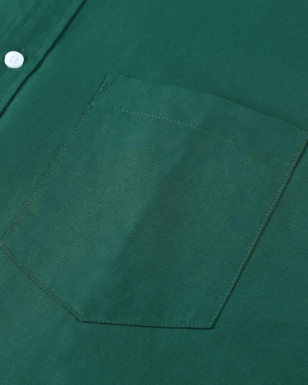 imageAlimens amp Gentle Mens Short Sleeve Oxford Shirt Regular Fit Button Down Collar Shirts with PocketDark Green