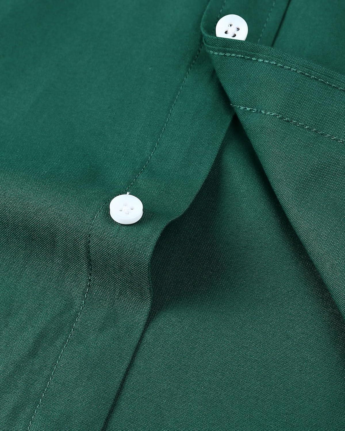 imageAlimens amp Gentle Mens Short Sleeve Oxford Shirt Regular Fit Button Down Collar Shirts with PocketDark Green