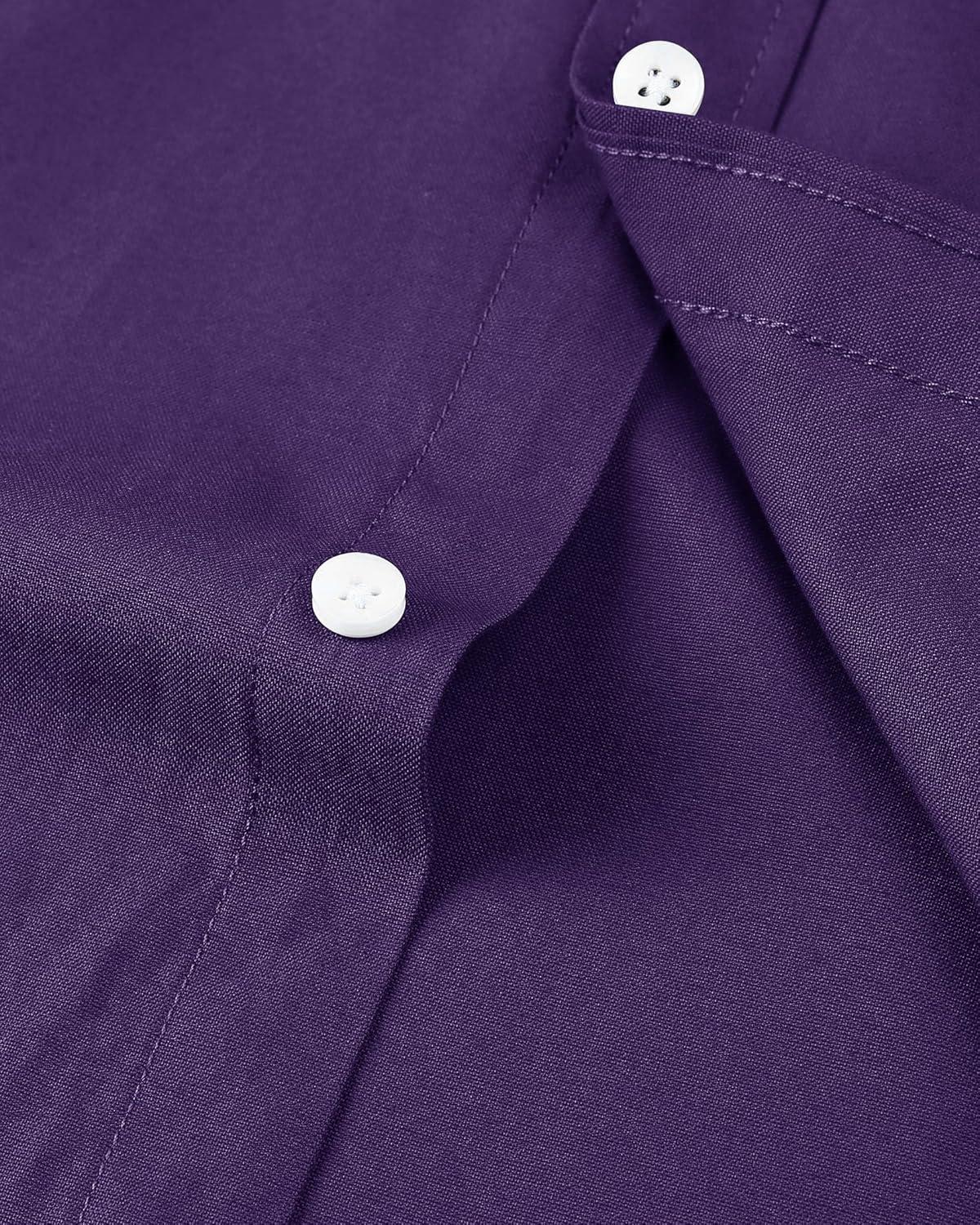 imageAlimens amp Gentle Mens Short Sleeve Oxford Shirt Regular Fit Button Down Collar Shirts with PocketDark Purple