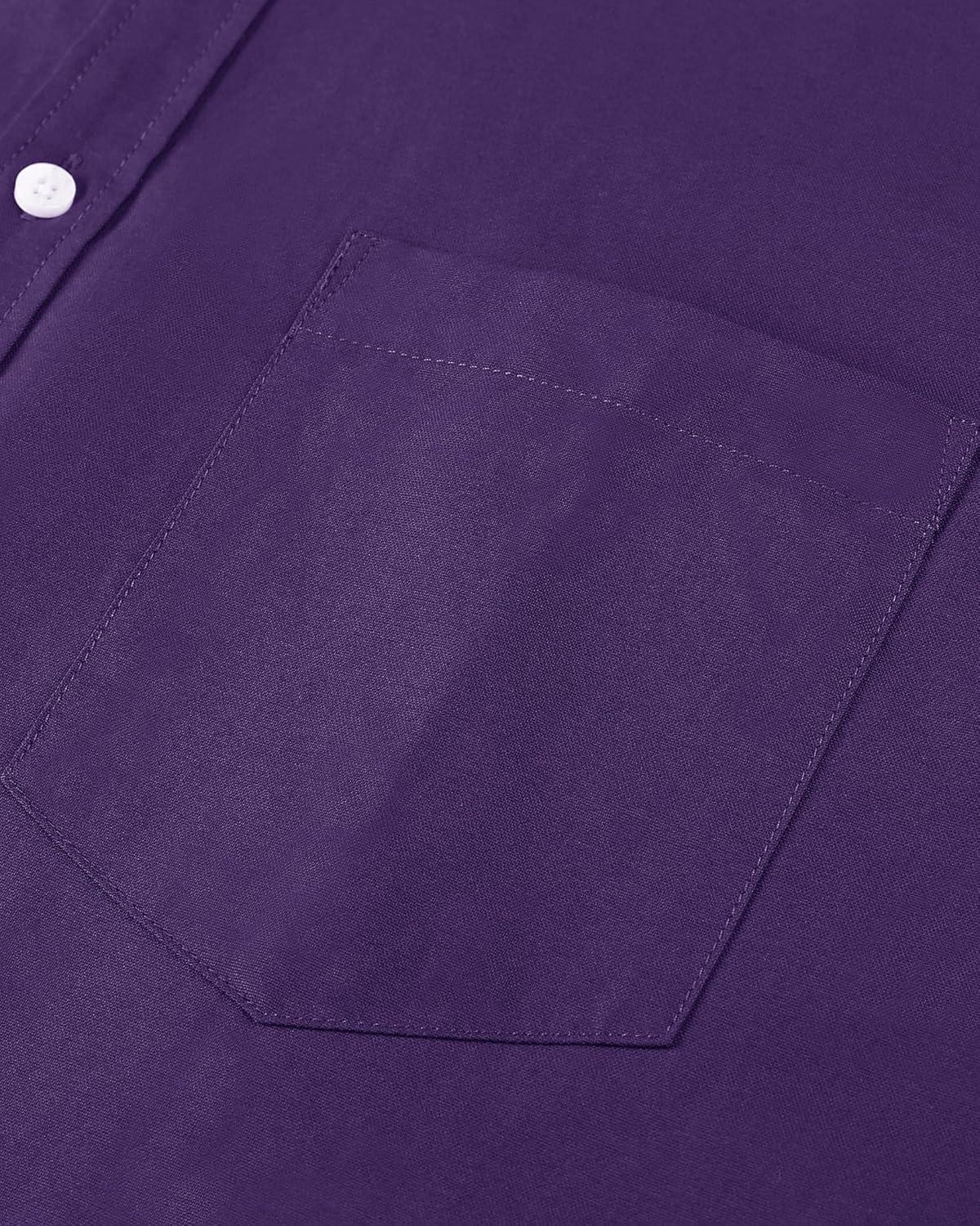 imageAlimens amp Gentle Mens Short Sleeve Oxford Shirt Regular Fit Button Down Collar Shirts with PocketDark Purple