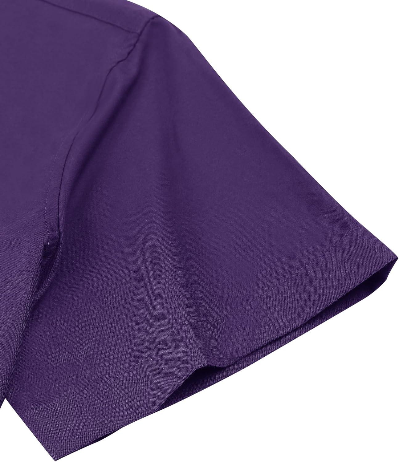 imageAlimens amp Gentle Mens Short Sleeve Oxford Shirt Regular Fit Button Down Collar Shirts with PocketDark Purple