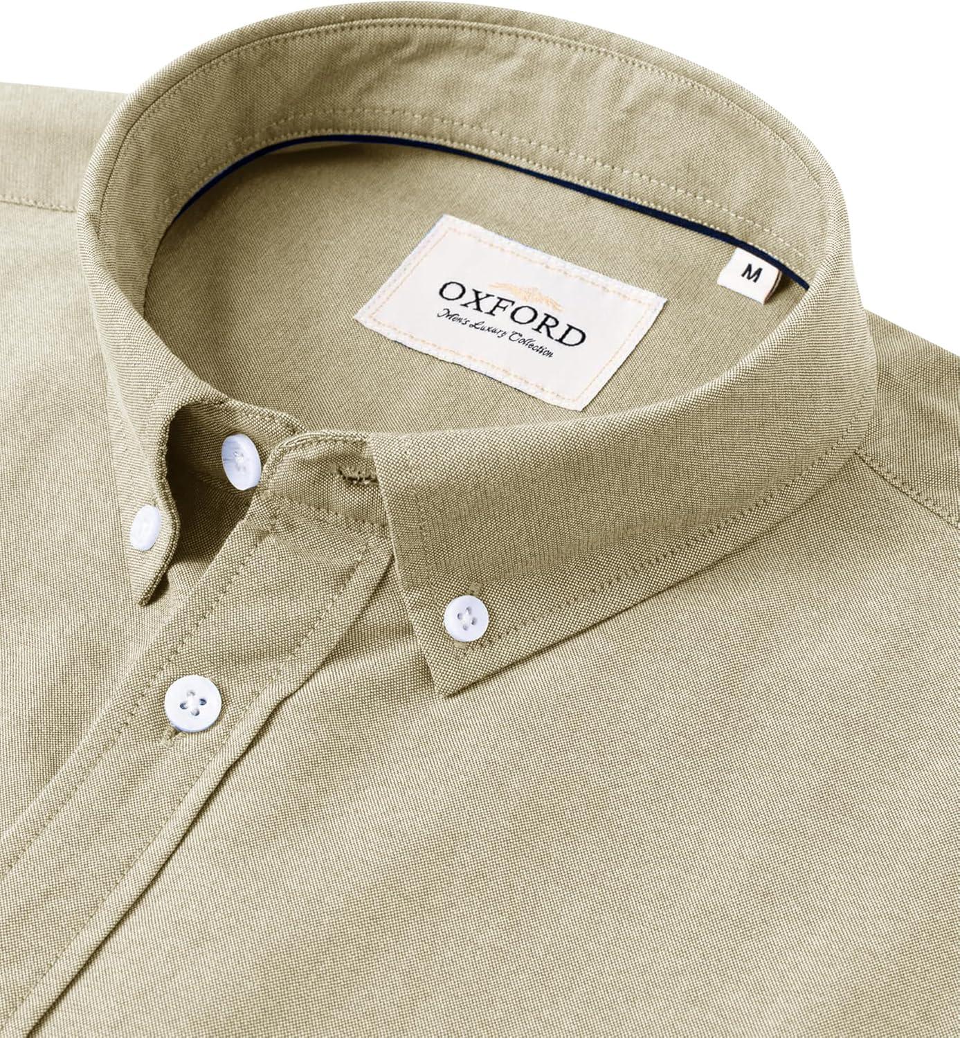 imageAlimens amp Gentle Mens Short Sleeve Oxford Shirt Regular Fit Button Down Collar Shirts with PocketKhaki