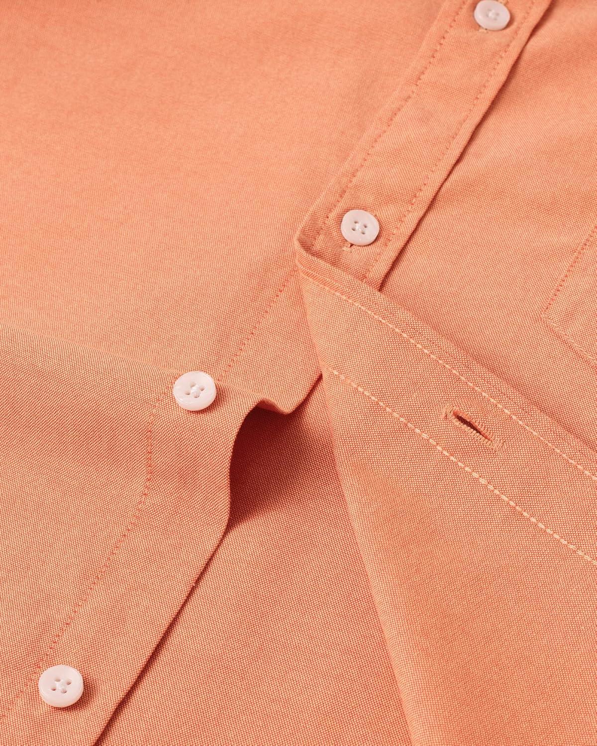 imageAlimens amp Gentle Mens Short Sleeve Oxford Shirt Regular Fit Button Down Collar Shirts with PocketOrange