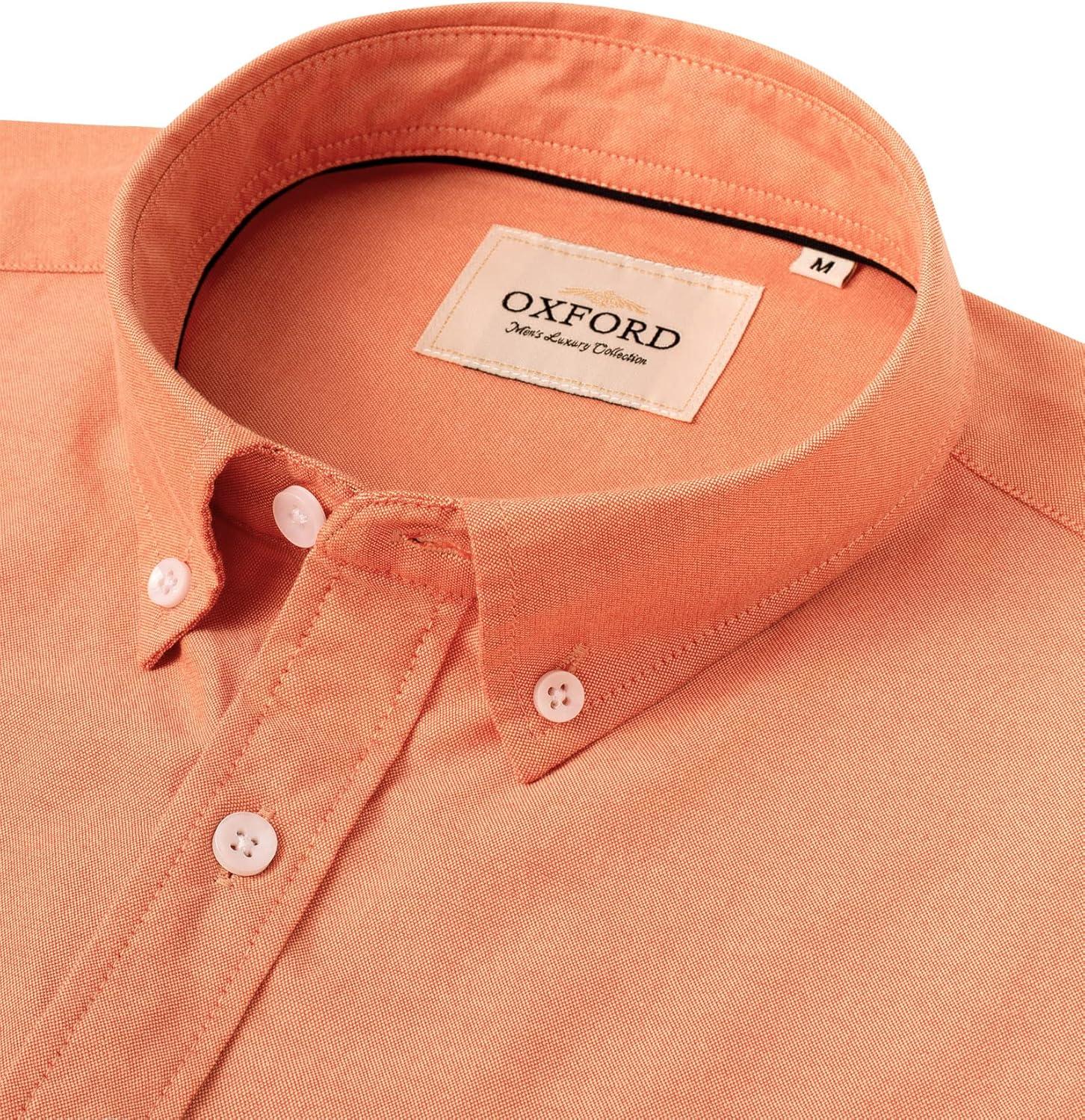 imageAlimens amp Gentle Mens Short Sleeve Oxford Shirt Regular Fit Button Down Collar Shirts with PocketOrange