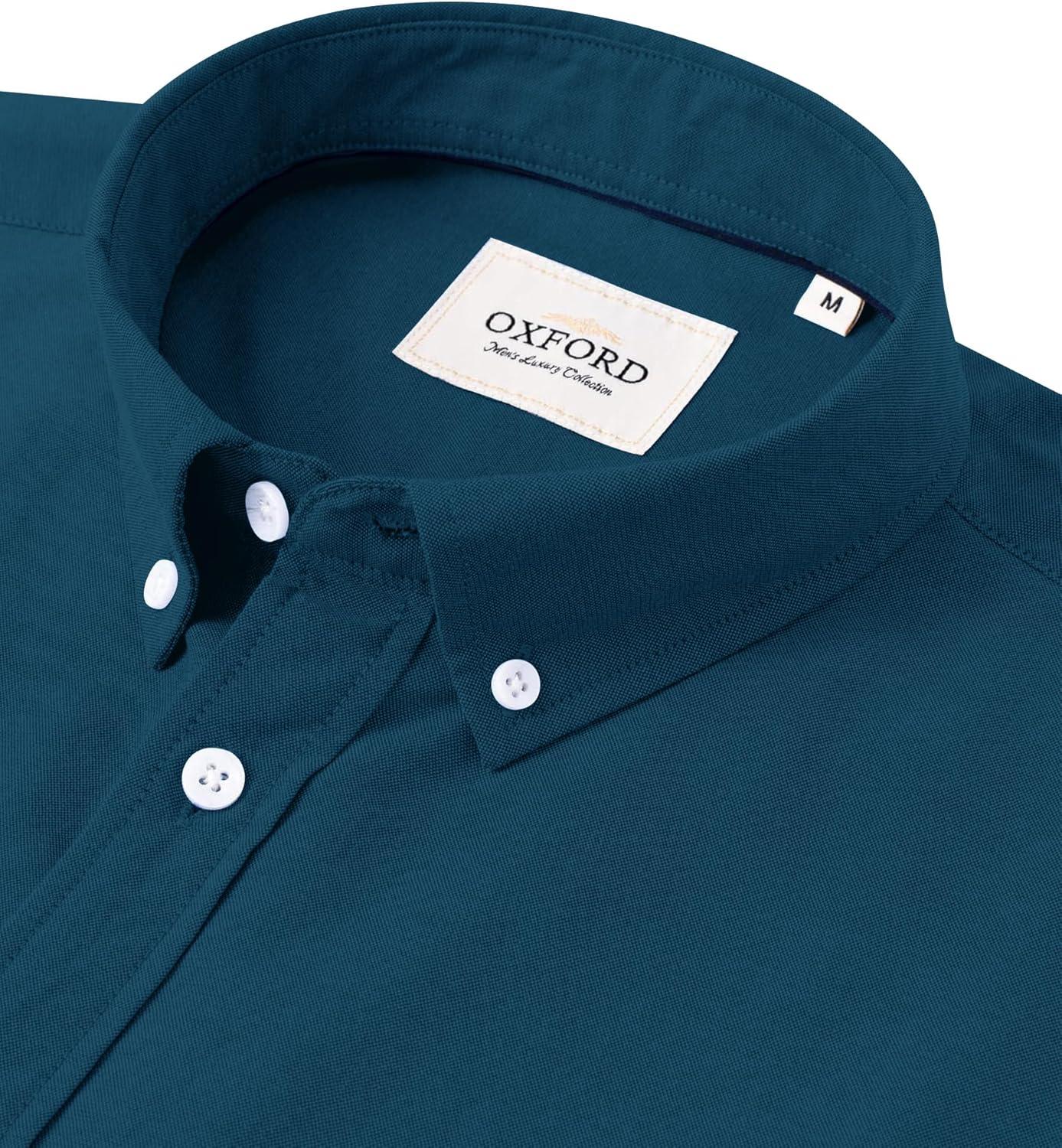 imageAlimens amp Gentle Mens Short Sleeve Oxford Shirt Regular Fit Button Down Collar Shirts with PocketPeacock Blue