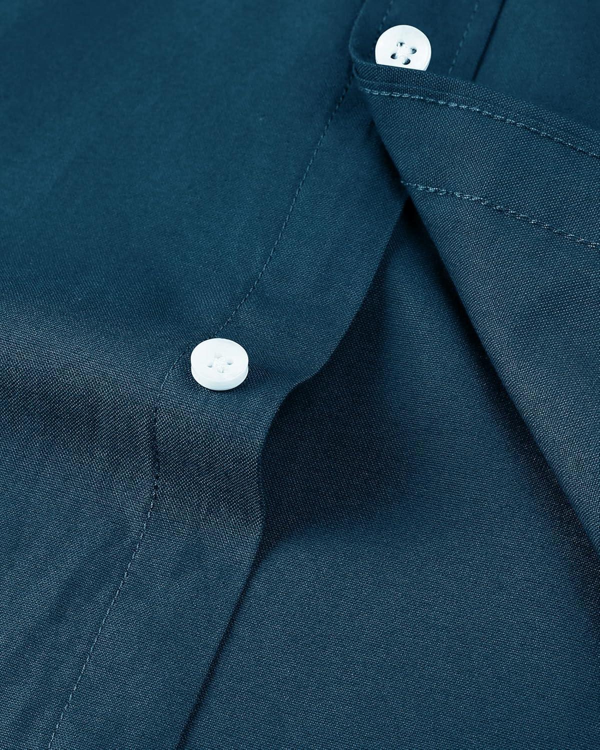 imageAlimens amp Gentle Mens Short Sleeve Oxford Shirt Regular Fit Button Down Collar Shirts with PocketPeacock Blue