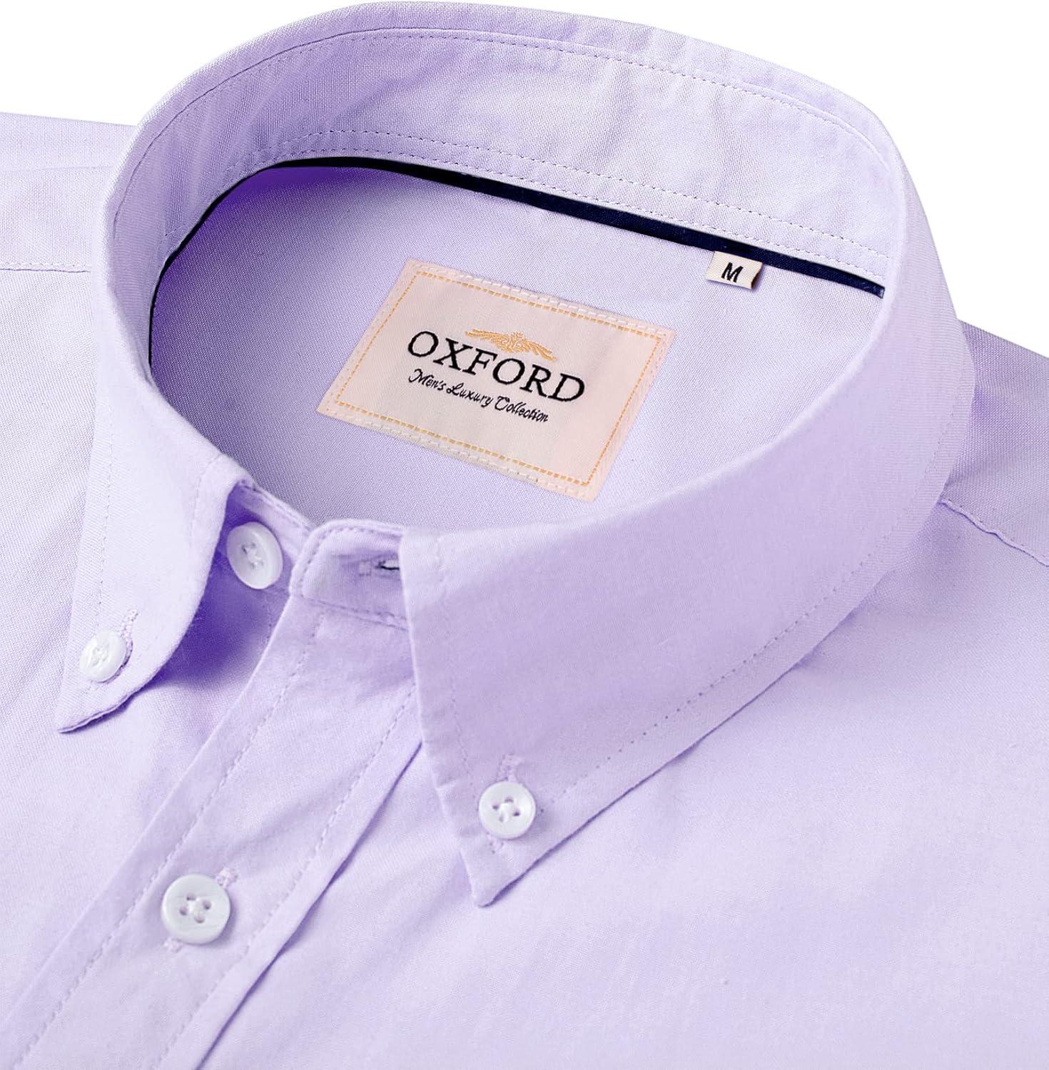 imageAlimens amp Gentle Mens Short Sleeve Oxford Shirt Regular Fit Button Down Collar Shirts with PocketPurple