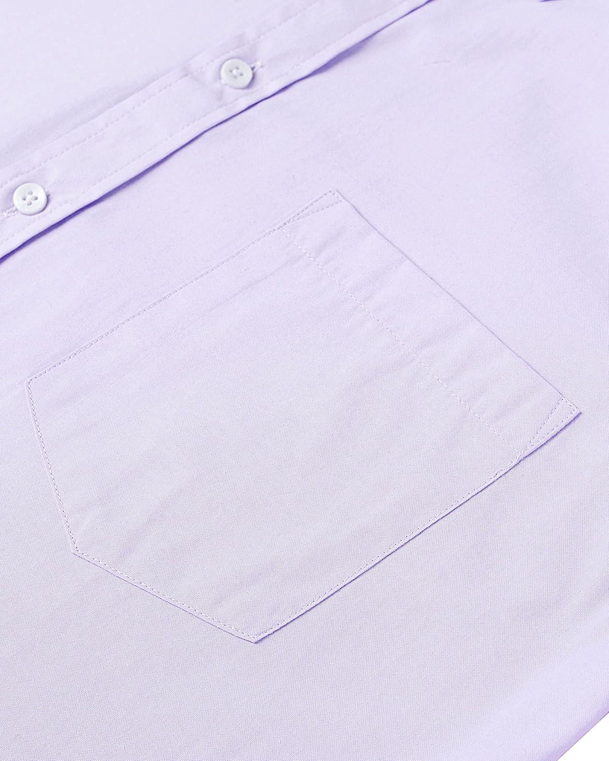 imageAlimens amp Gentle Mens Short Sleeve Oxford Shirt Regular Fit Button Down Collar Shirts with PocketPurple