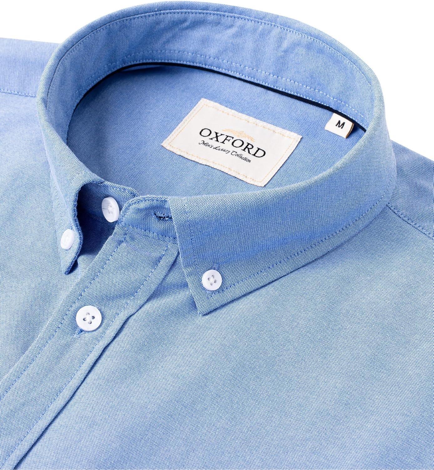 imageAlimens amp Gentle Mens Short Sleeve Oxford Shirt Regular Fit Button Down Collar Shirts with PocketRoyal Blue