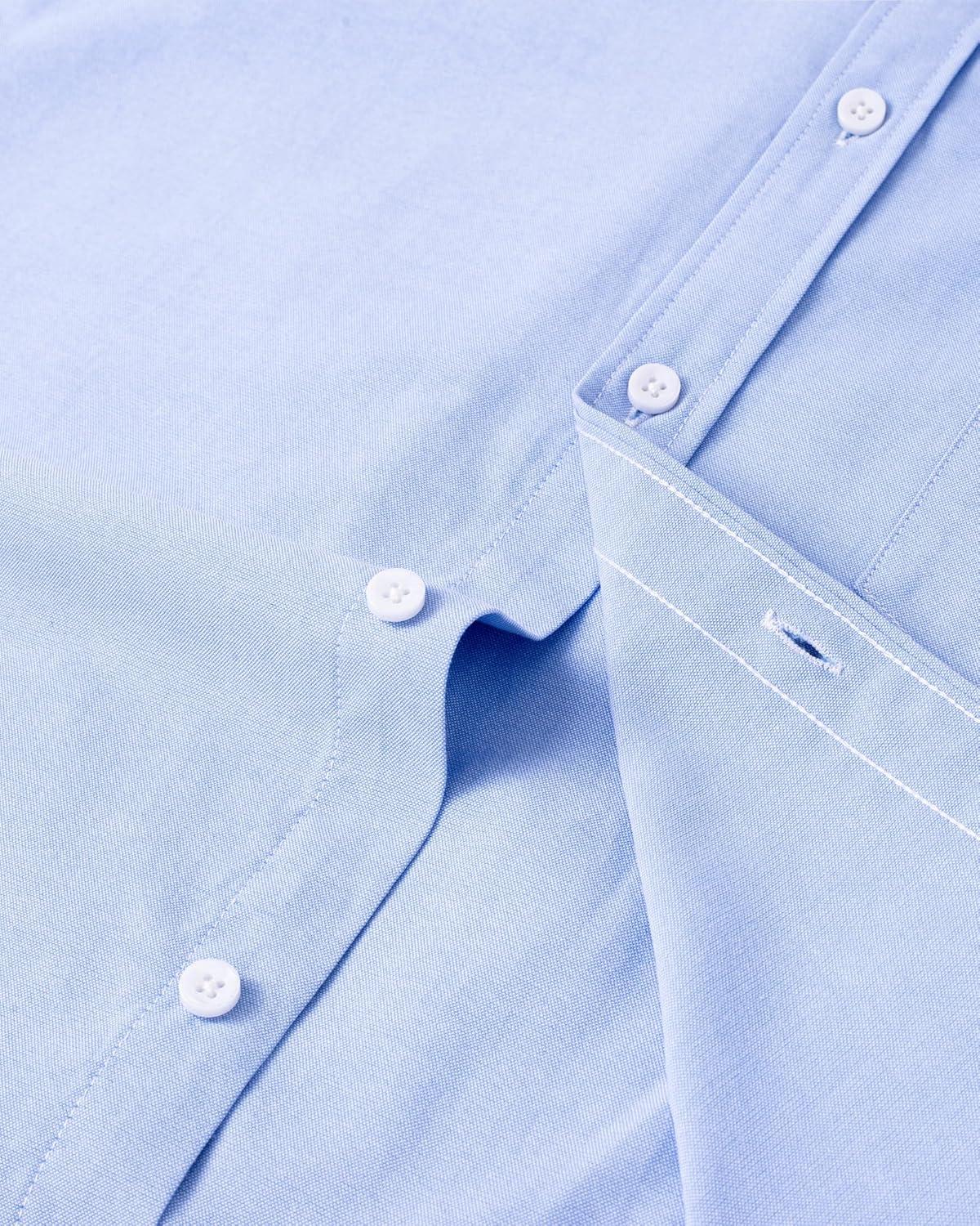 imageAlimens amp Gentle Mens Short Sleeve Oxford Shirt Regular Fit Button Down Collar Shirts with PocketSky Blue