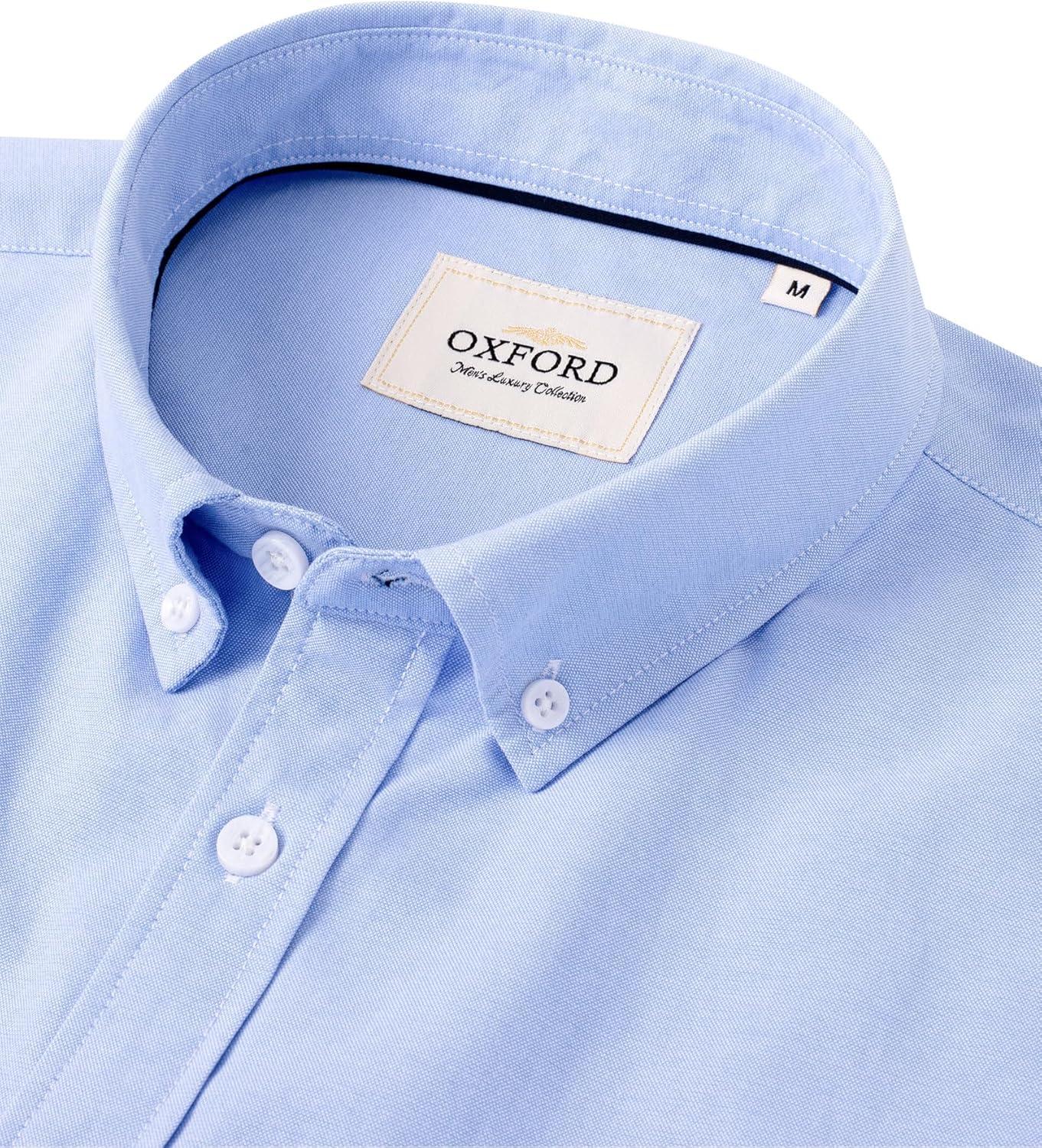 imageAlimens amp Gentle Mens Short Sleeve Oxford Shirt Regular Fit Button Down Collar Shirts with PocketSky Blue